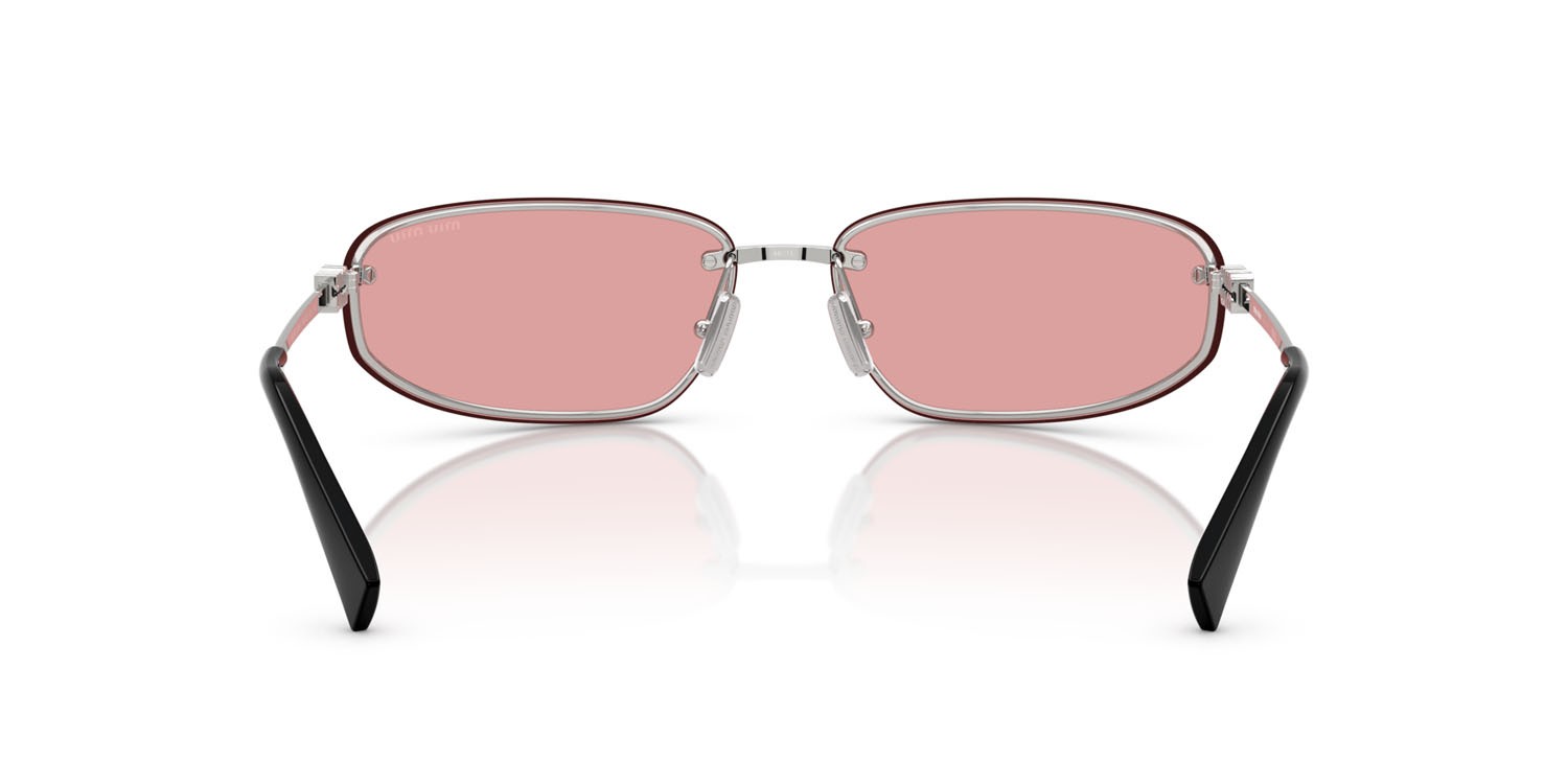 Occhiali da sole Miu Miu MU A50S (1BC70J) colore argento forma ovale lenti specchiata rosa
