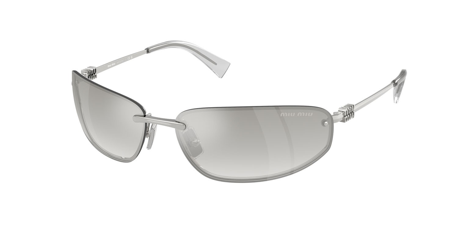 Occhiali da sole Miu Miu MU A50S (1BC8H1) colore argento forma ovale lenti sfumata argento trasparente