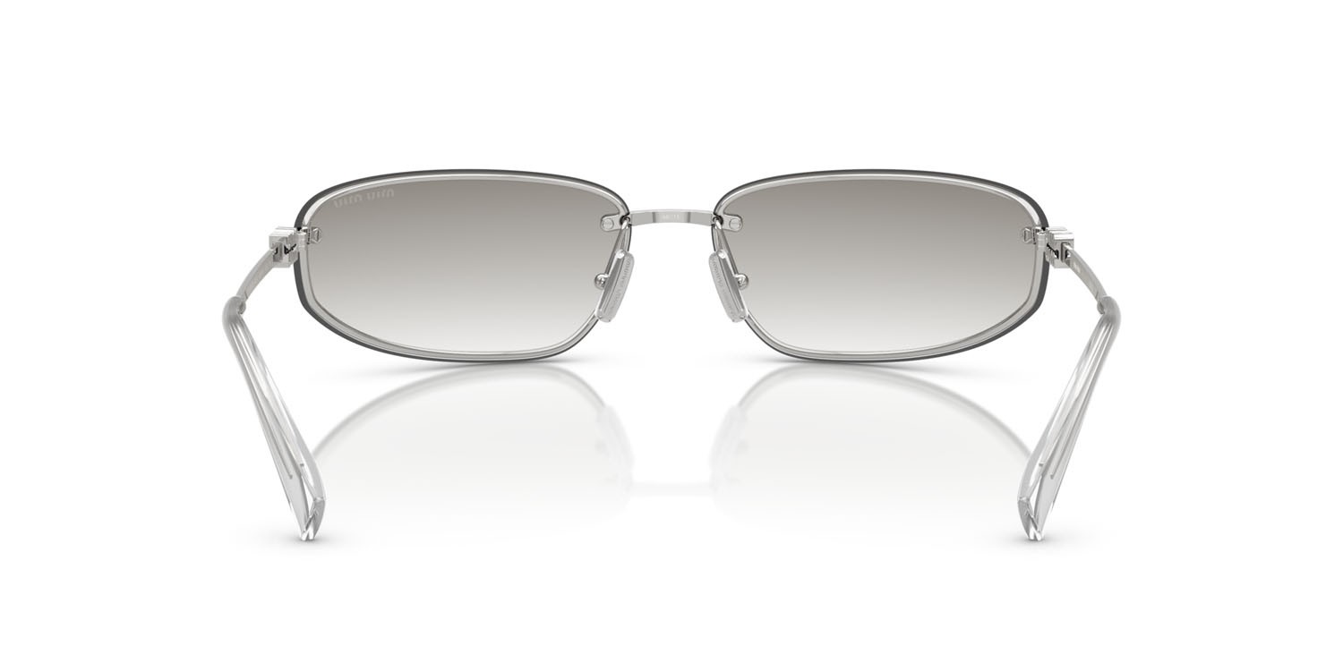 Occhiali da sole Miu Miu MU A50S (1BC8H1) colore argento forma ovale lenti sfumata argento trasparente
