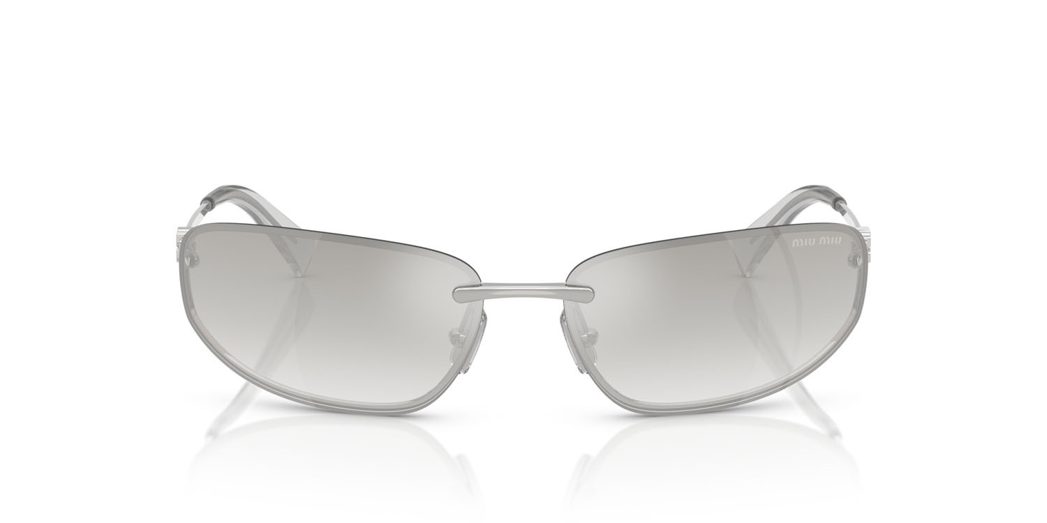 Occhiali da sole Miu Miu MU A50S (1BC8H1) colore argento forma ovale lenti sfumata argento trasparente