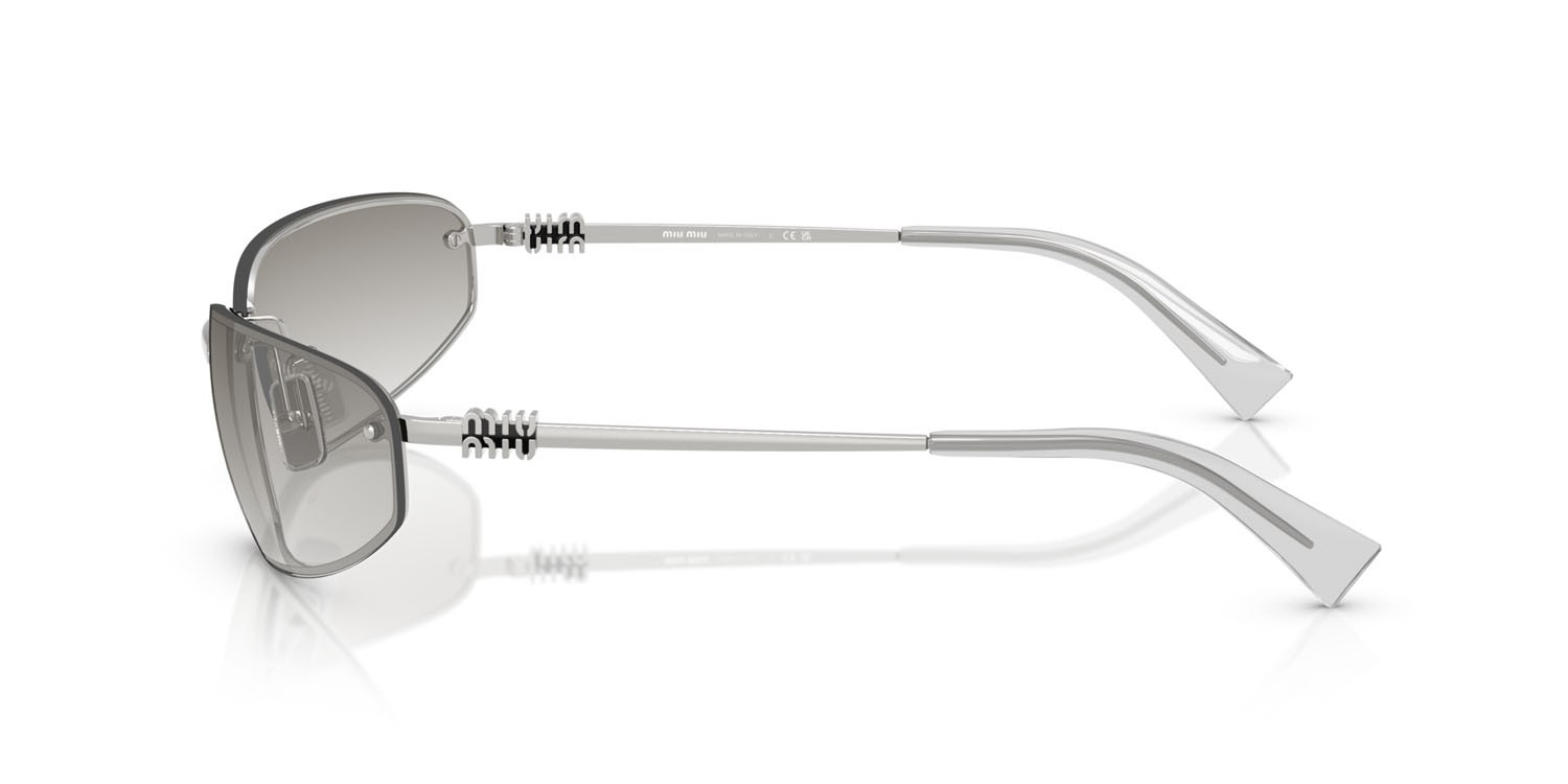 Occhiali da sole Miu Miu MU A50S (1BC8H1) colore argento forma ovale lenti sfumata argento trasparente