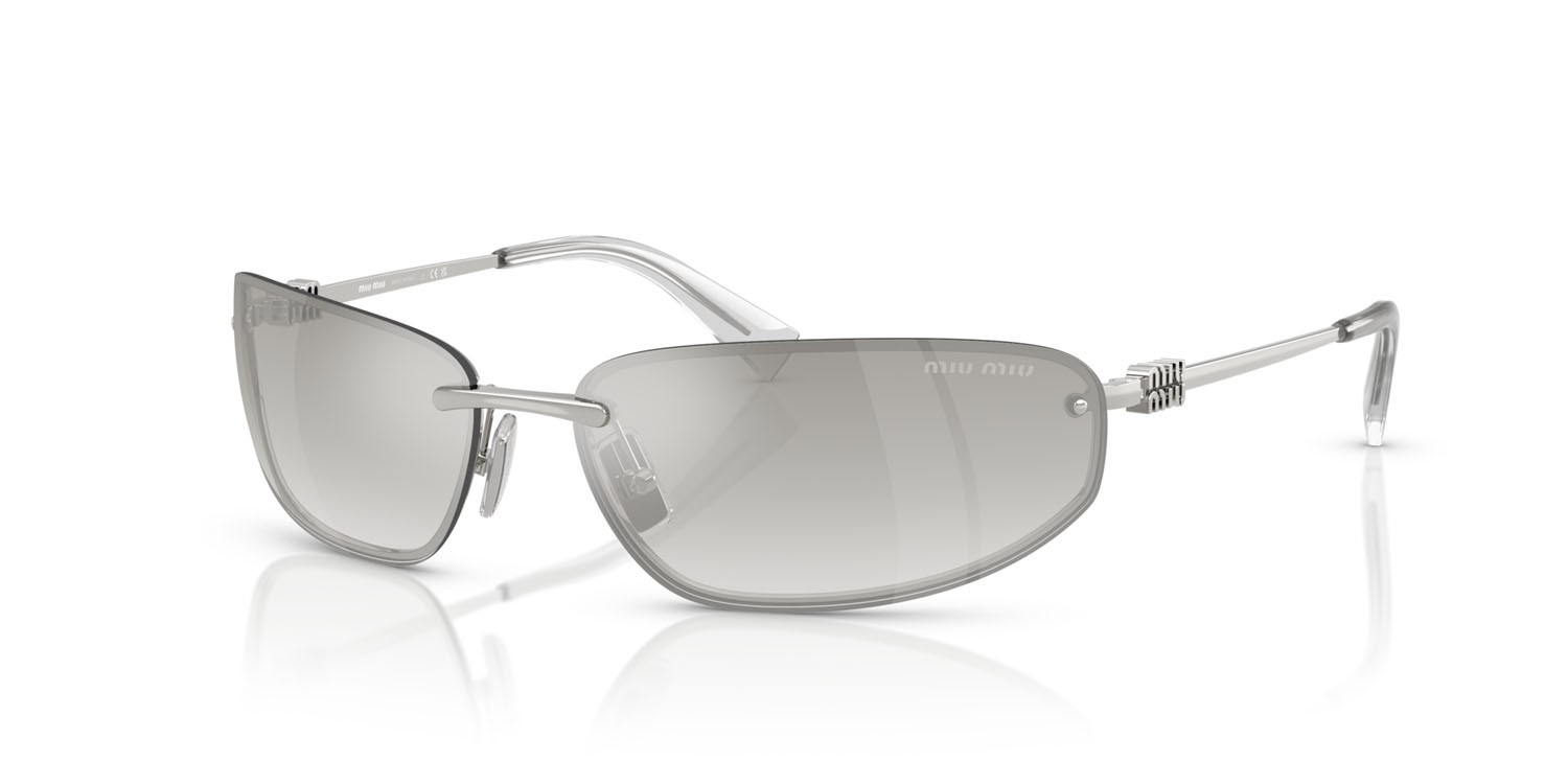 Occhiali da sole Miu Miu MU A50S (1BC8H1) colore argento forma ovale lenti sfumata argento trasparente