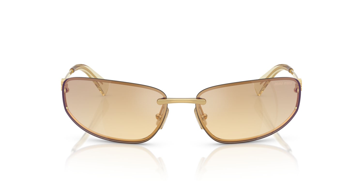 Sunglasses Miu Miu MU A50S (5AK7R1) color oro shape oval lenses yellow gradient silver