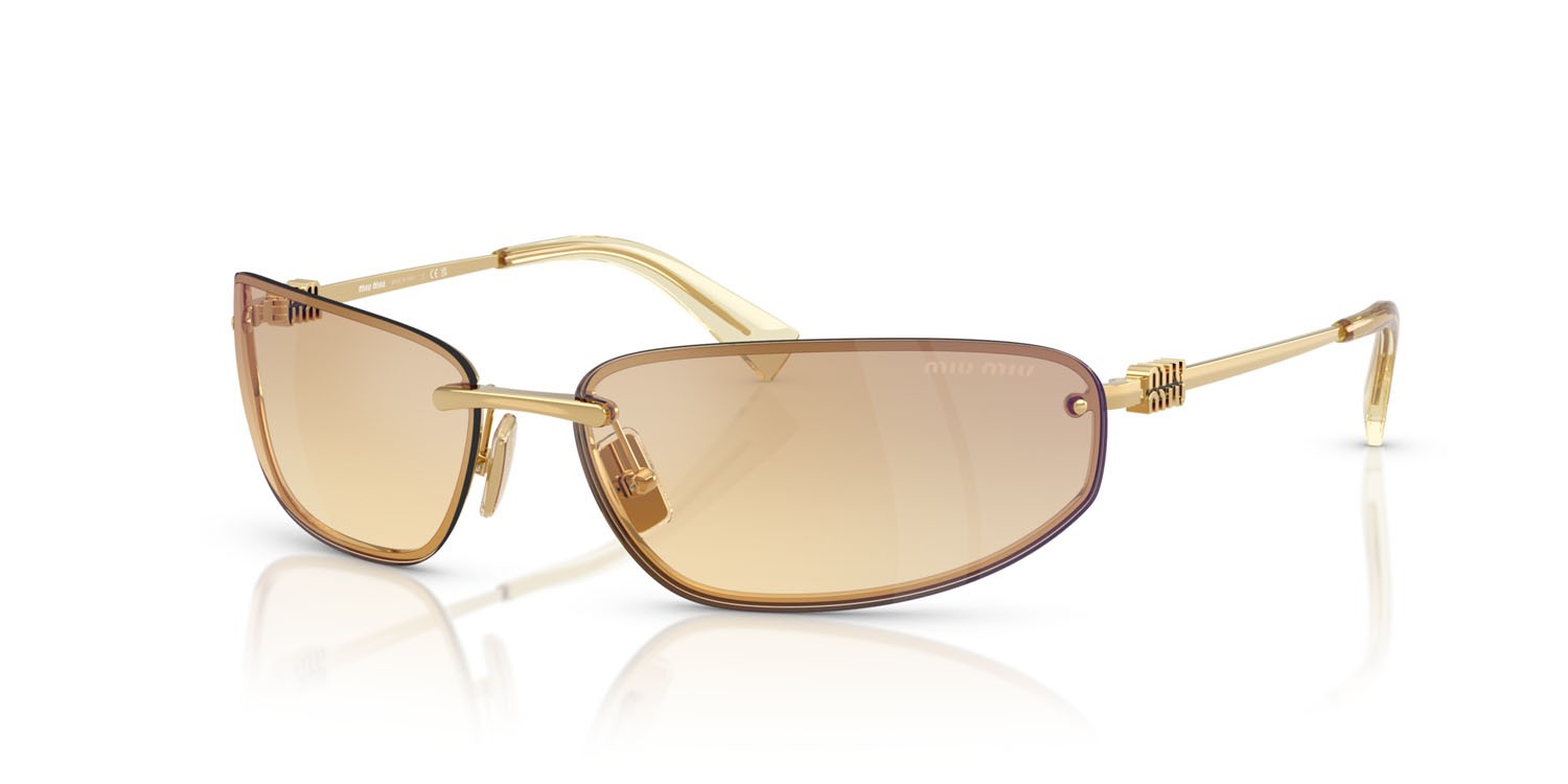 Sunglasses Miu Miu MU A50S (5AK7R1) color oro shape oval lenses yellow gradient silver