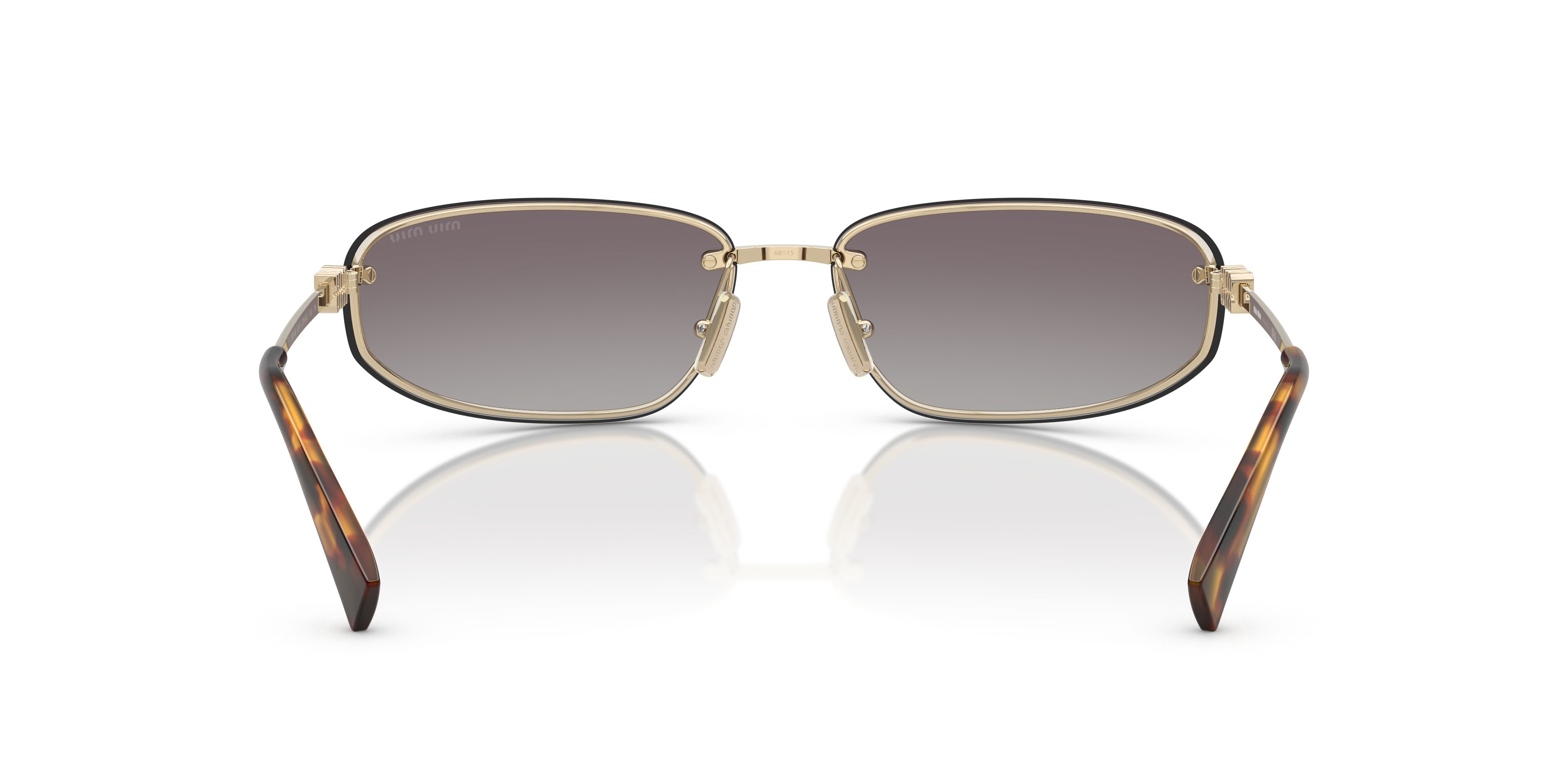 Occhiali da sole Miu Miu MU A50S (ZVN30C) colore oro pallido forma ovale lenti blu sfumato argento a specchio