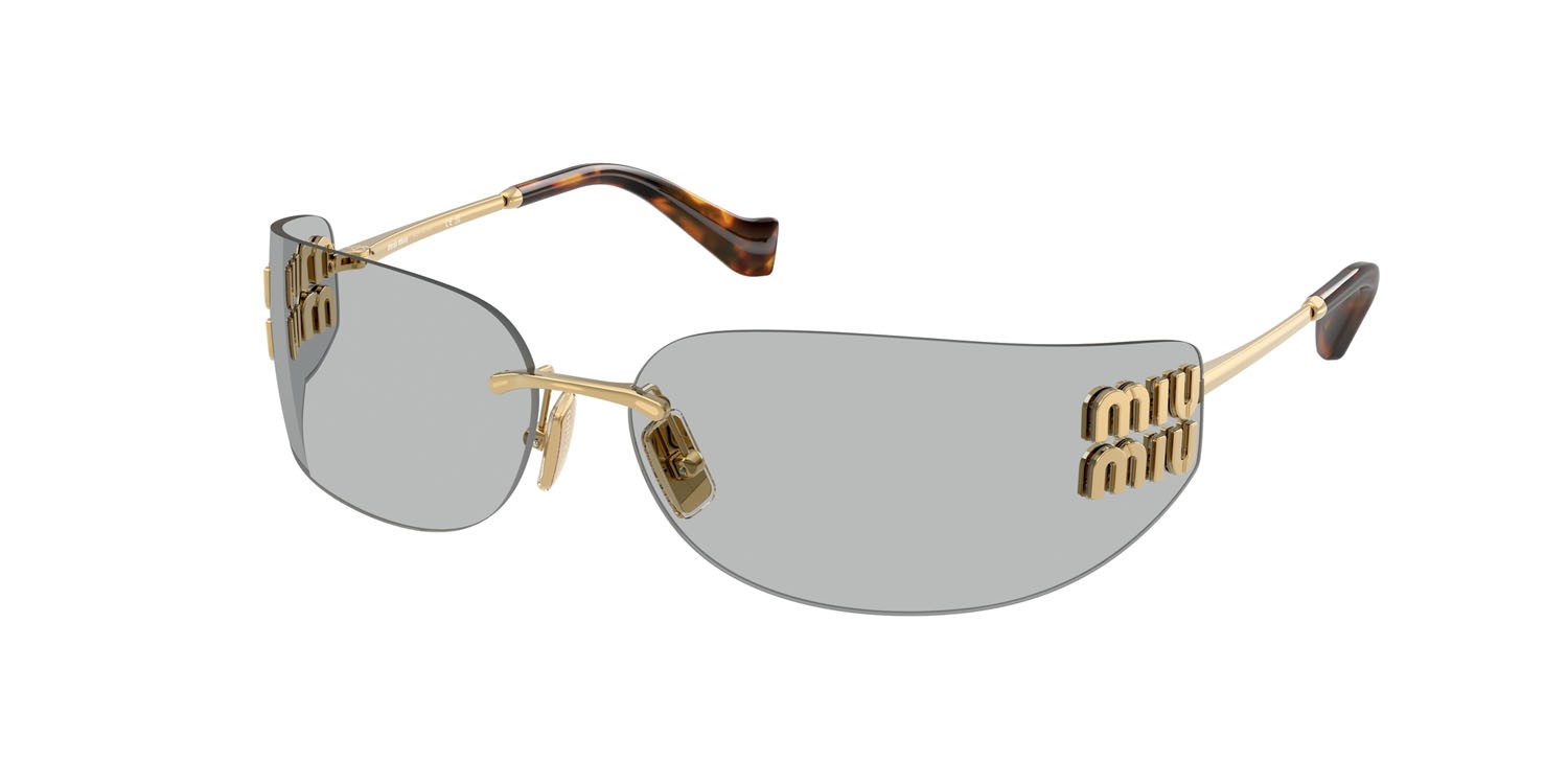 Occhiali da sole Miu Miu MU A51S (5AK50K) colore oro forma rettangolare lenti grigio chiaro