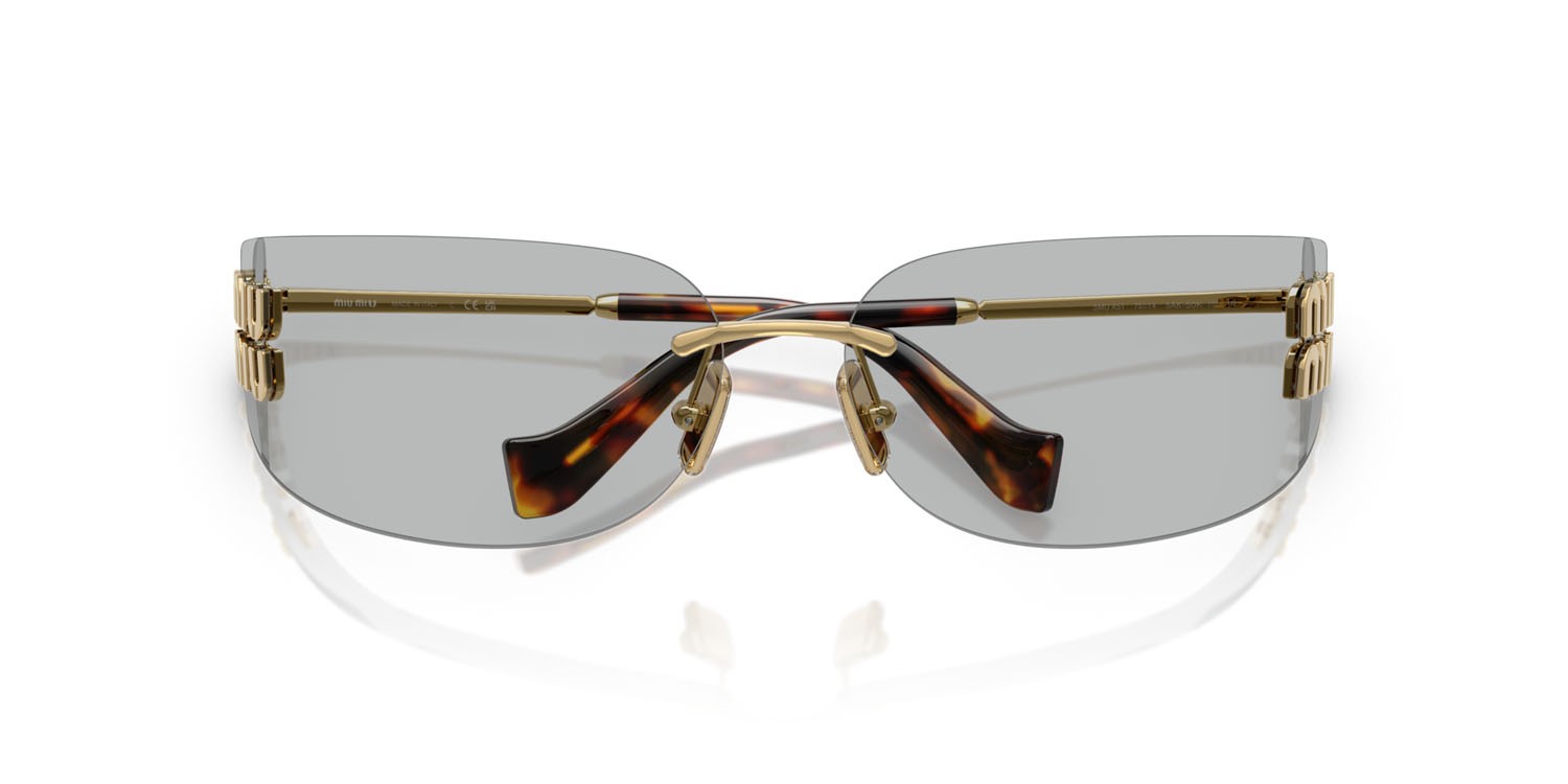 Occhiali da sole Miu Miu MU A51S (5AK50K) colore oro forma rettangolare lenti grigio chiaro