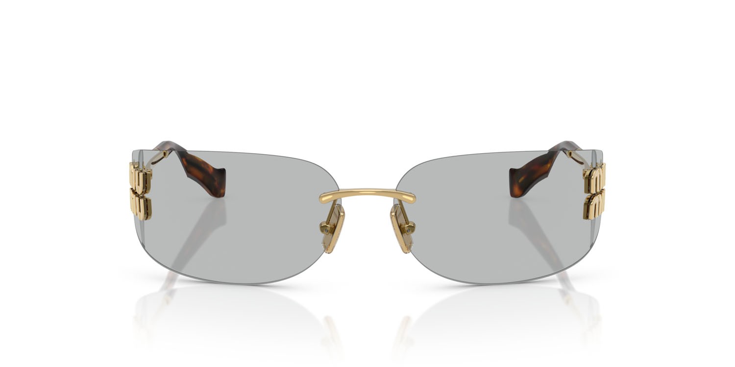 Occhiali da sole Miu Miu MU A51S (5AK50K) colore oro forma rettangolare lenti grigio chiaro
