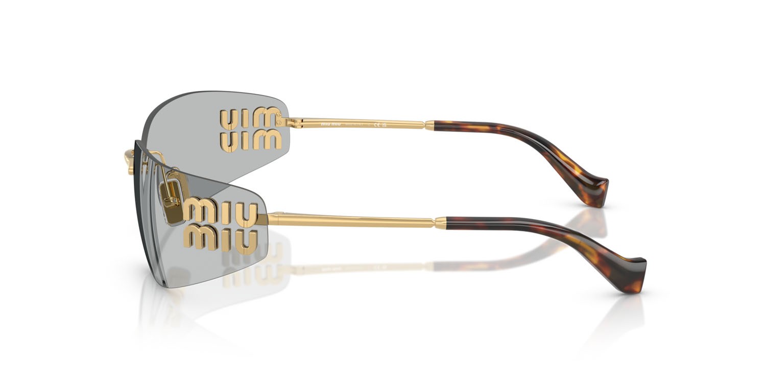 Occhiali da sole Miu Miu MU A51S (5AK50K) colore oro forma rettangolare lenti grigio chiaro