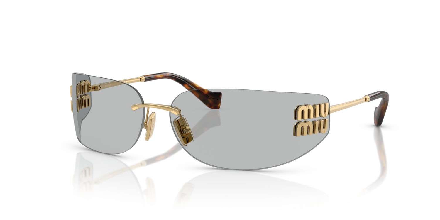 Occhiali da sole Miu Miu MU A51S (5AK50K) colore oro forma rettangolare lenti grigio chiaro