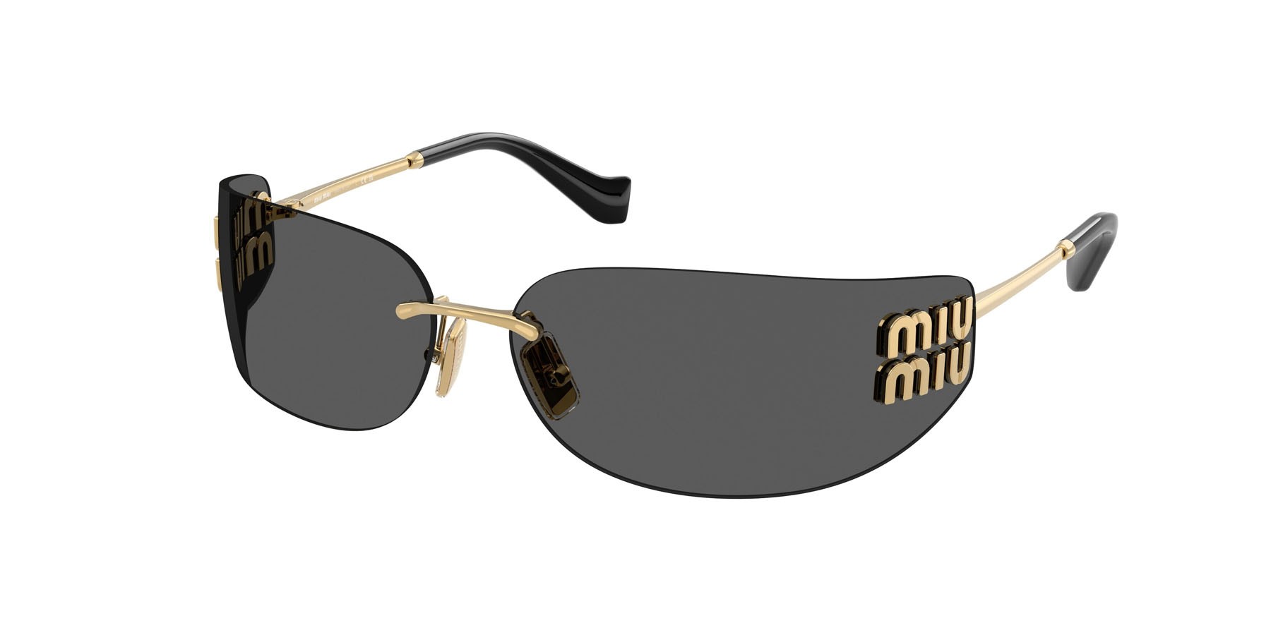Occhiali da sole Miu Miu MU A51S (5AK5S0) colore oro forma rettangolare lenti grigio scuro