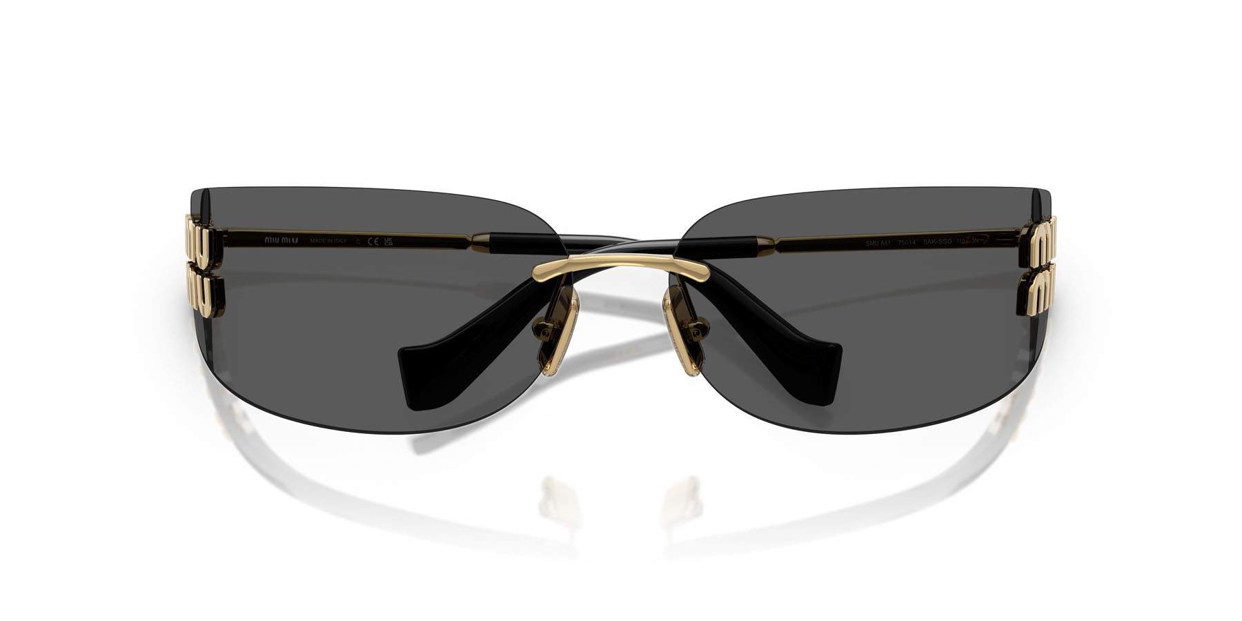 Occhiali da sole Miu Miu MU A51S (5AK5S0) colore oro forma rettangolare lenti grigio scuro