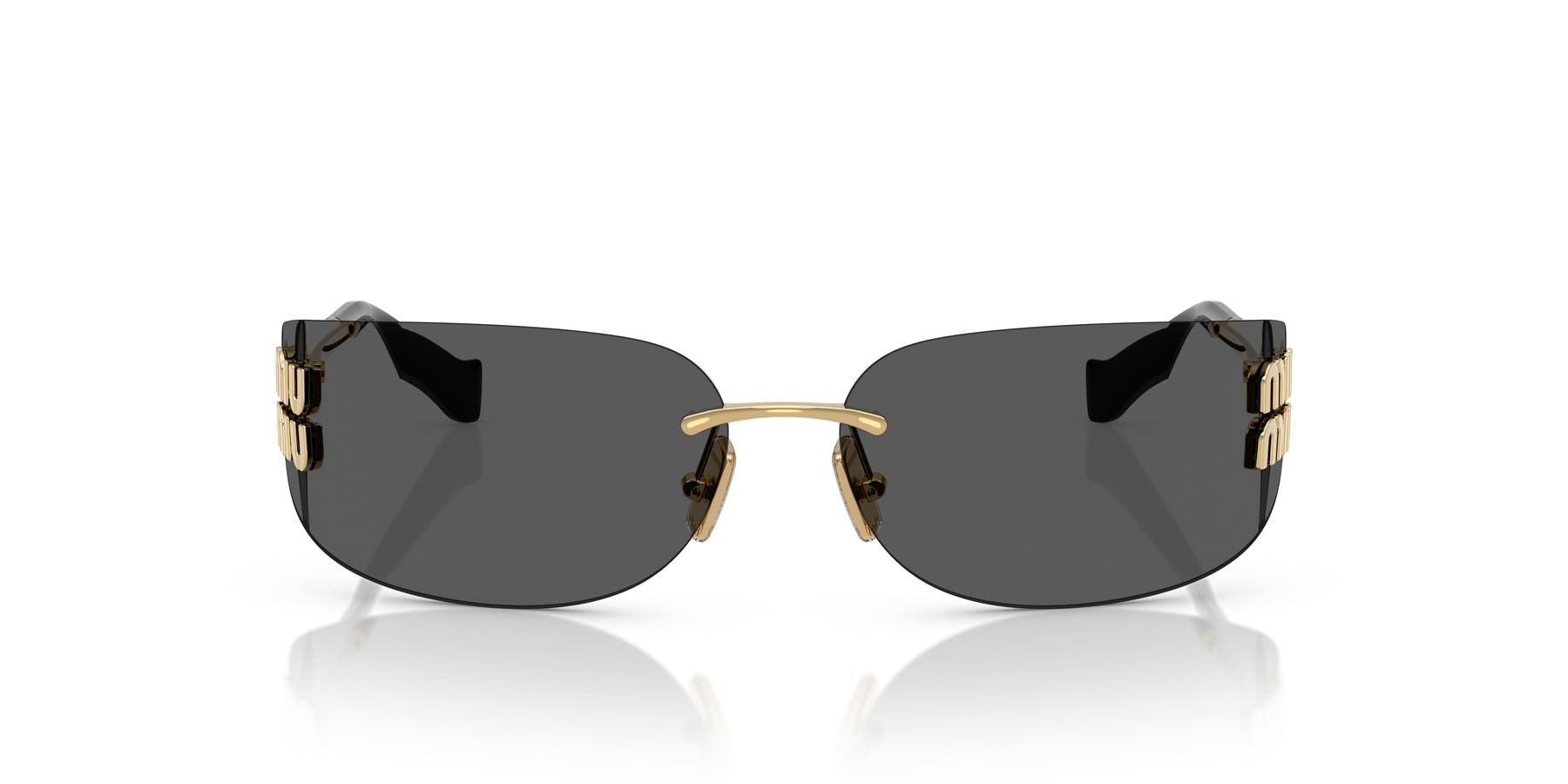 Occhiali da sole Miu Miu MU A51S (5AK5S0) colore oro forma rettangolare lenti grigio scuro
