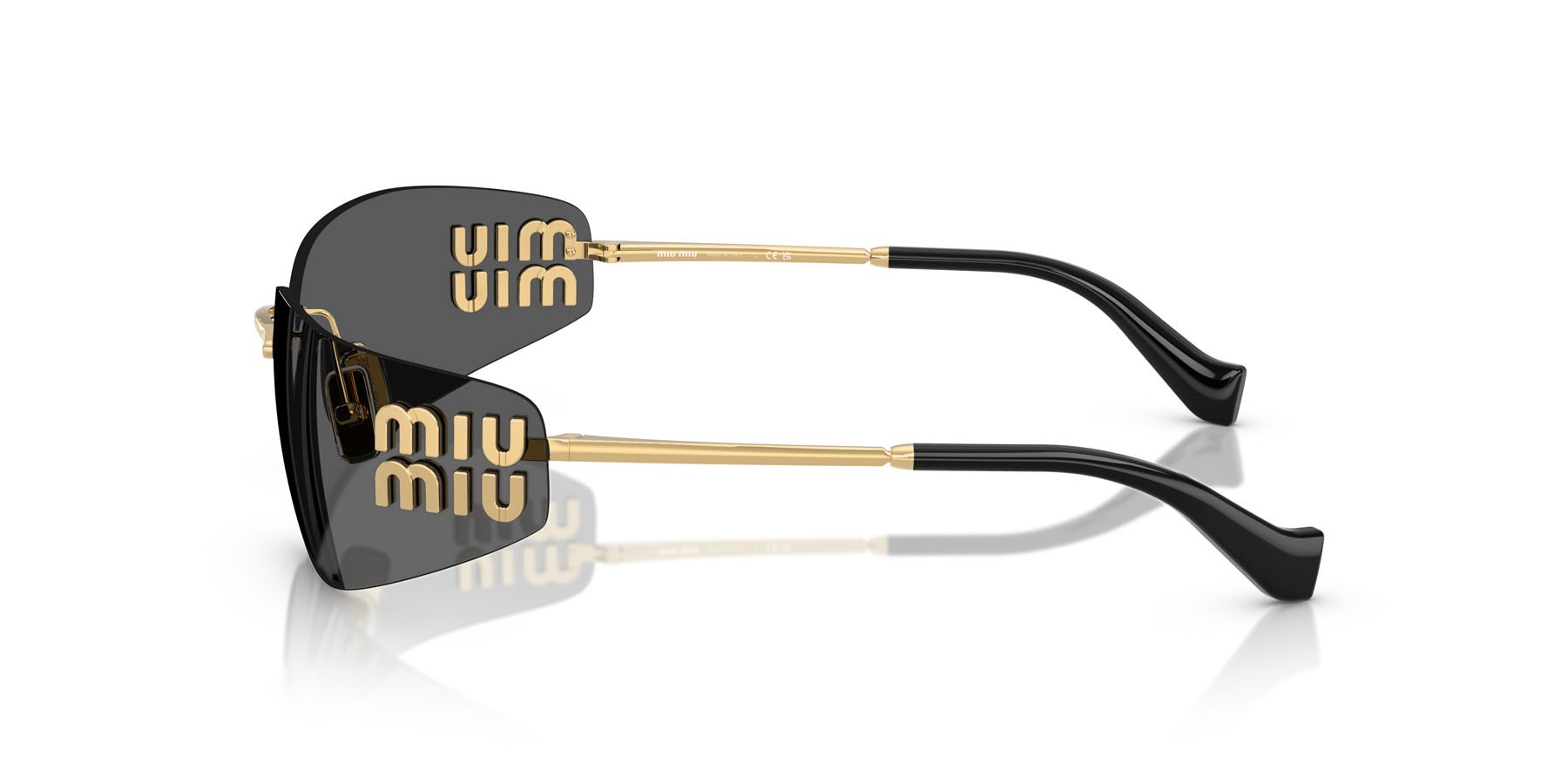 Occhiali da sole Miu Miu MU A51S (5AK5S0) colore oro forma rettangolare lenti grigio scuro