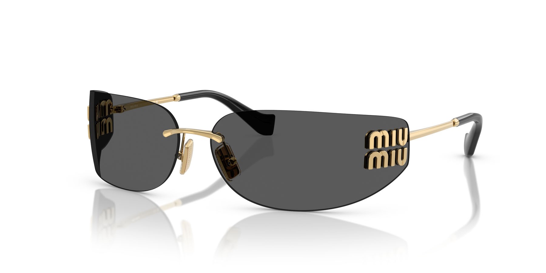Occhiali da sole Miu Miu MU A51S (5AK5S0) colore oro forma rettangolare lenti grigio scuro