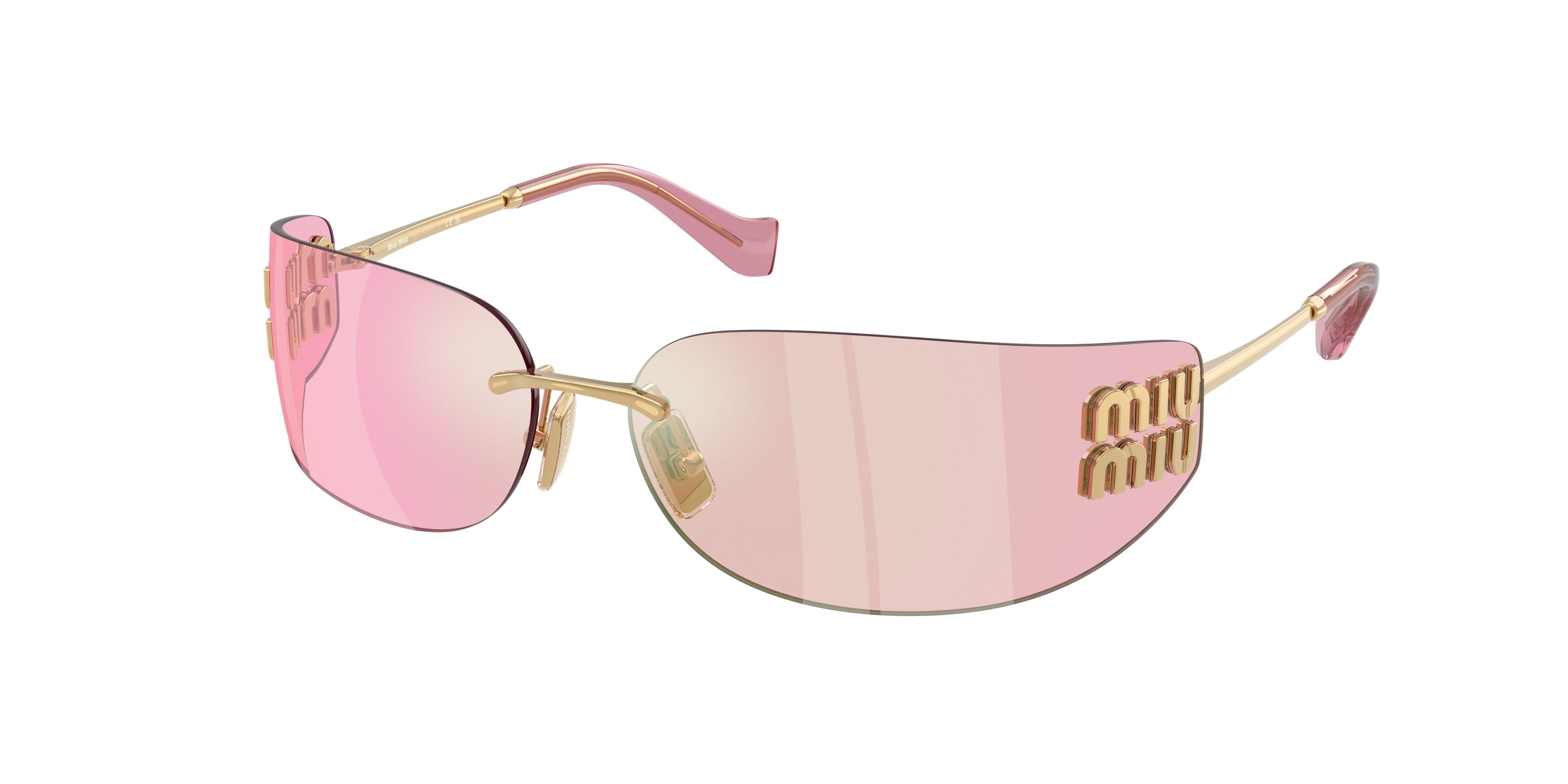Occhiali da sole Miu Miu MU A51S (5AK90Y) colore oro forma rettangolare lenti infrarosso rosa