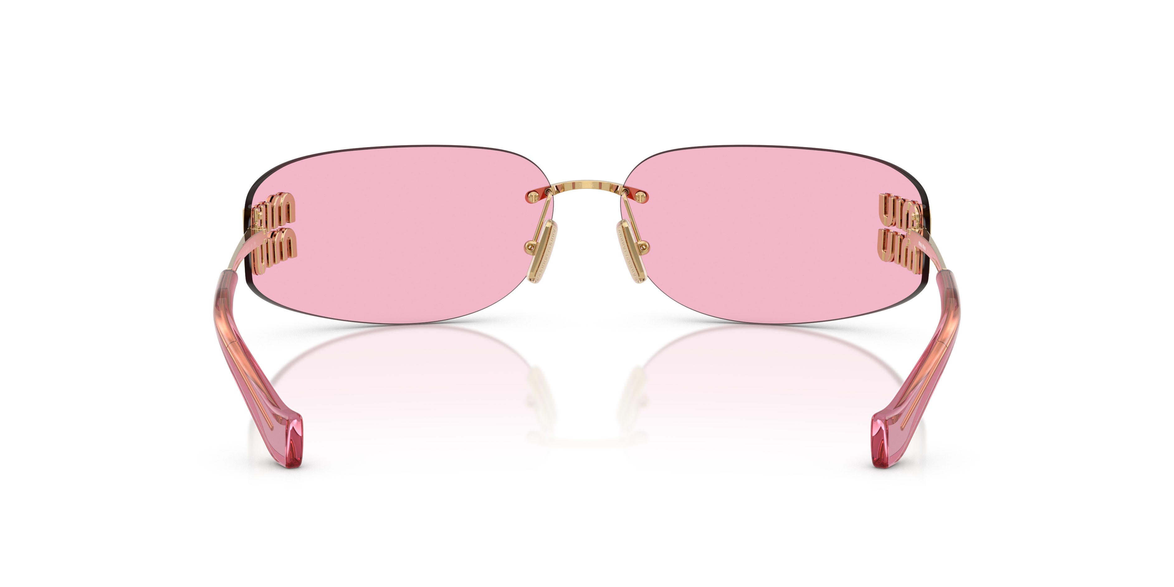 Occhiali da sole Miu Miu MU A51S (5AK90Y) colore oro forma rettangolare lenti infrarosso rosa