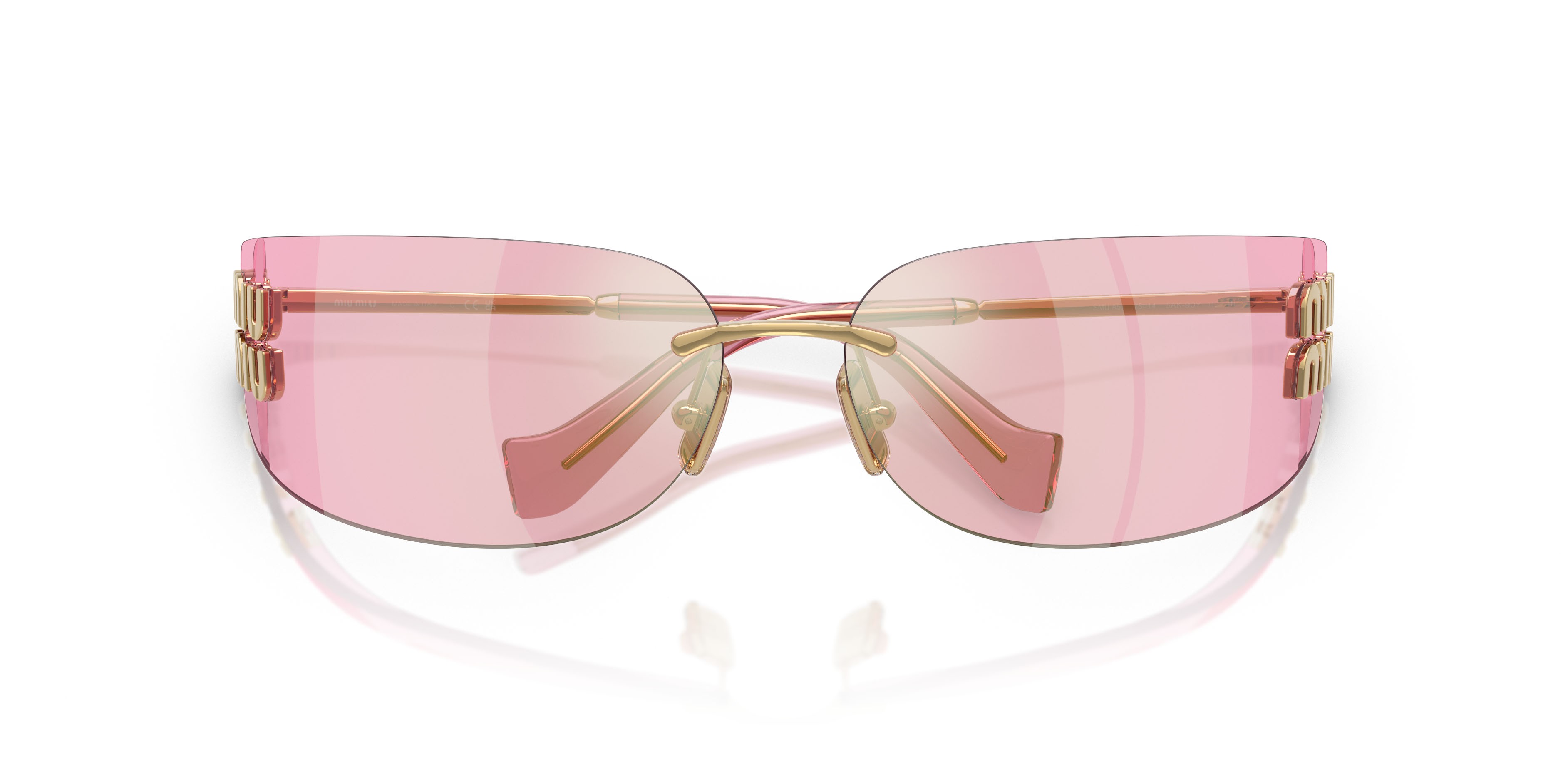 Occhiali da sole Miu Miu MU A51S (5AK90Y) colore oro forma rettangolare lenti infrarosso rosa