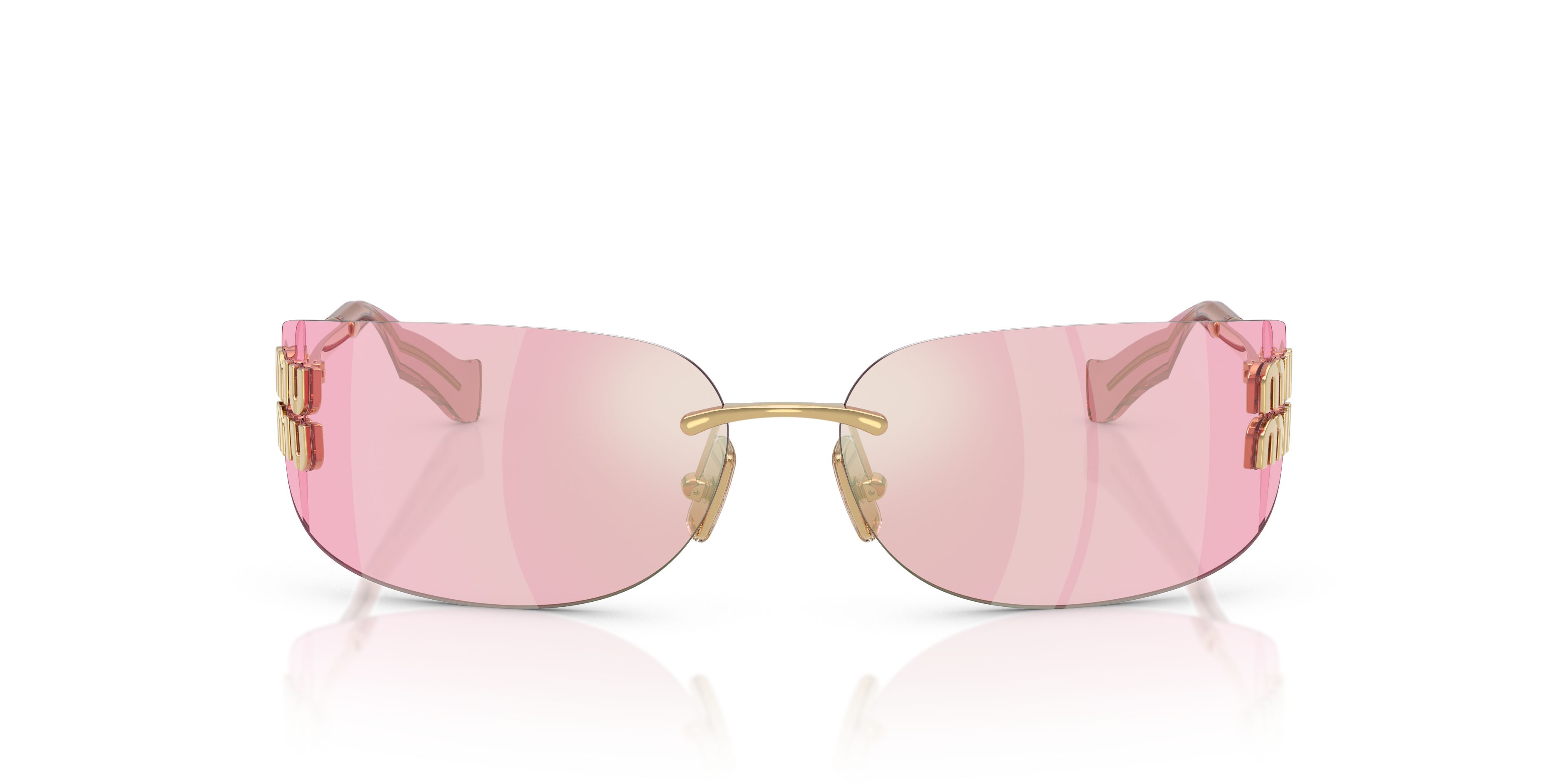 Occhiali da sole Miu Miu MU A51S (5AK90Y) colore oro forma rettangolare lenti infrarosso rosa