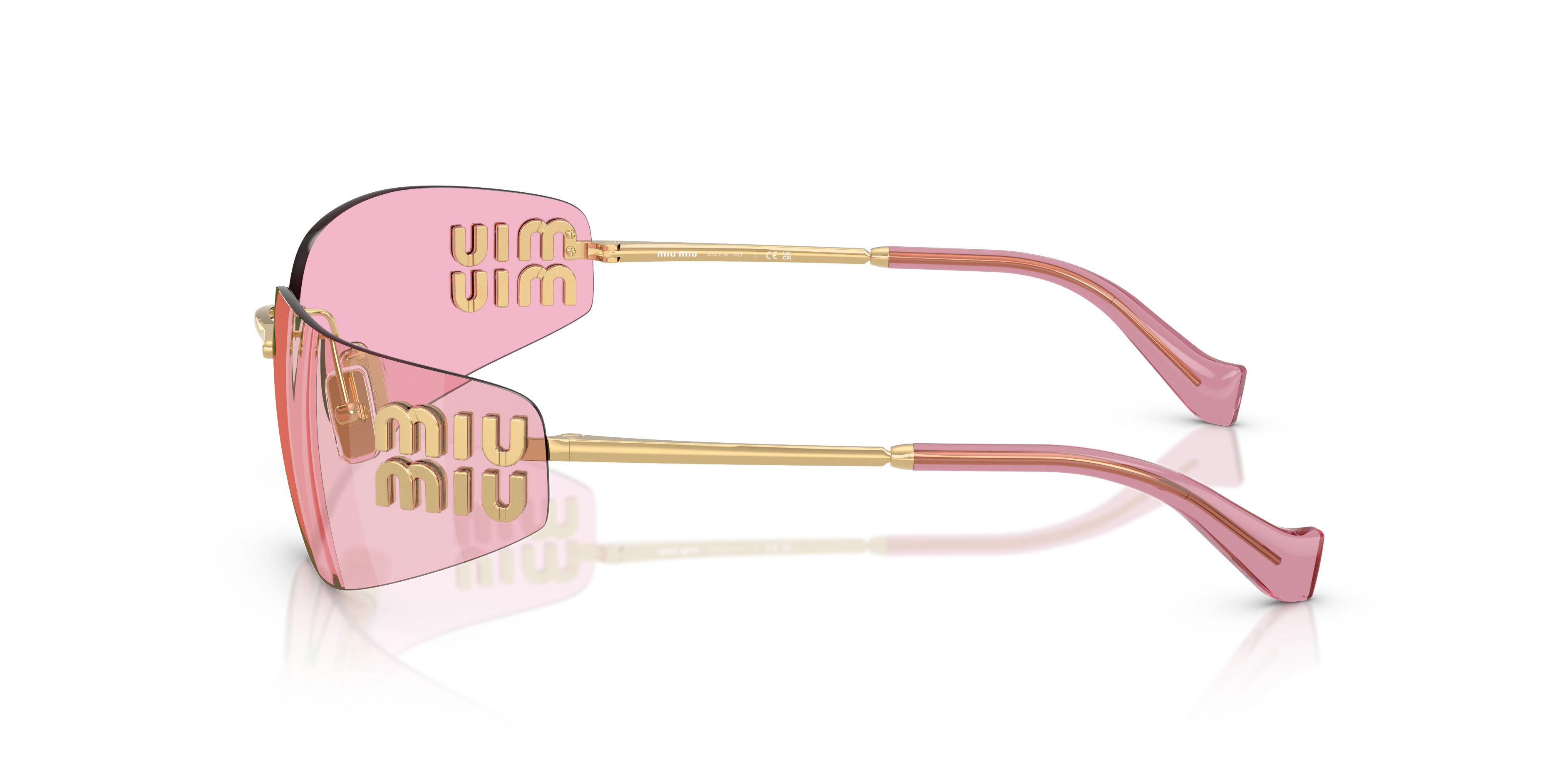 Occhiali da sole Miu Miu MU A51S (5AK90Y) colore oro forma rettangolare lenti infrarosso rosa