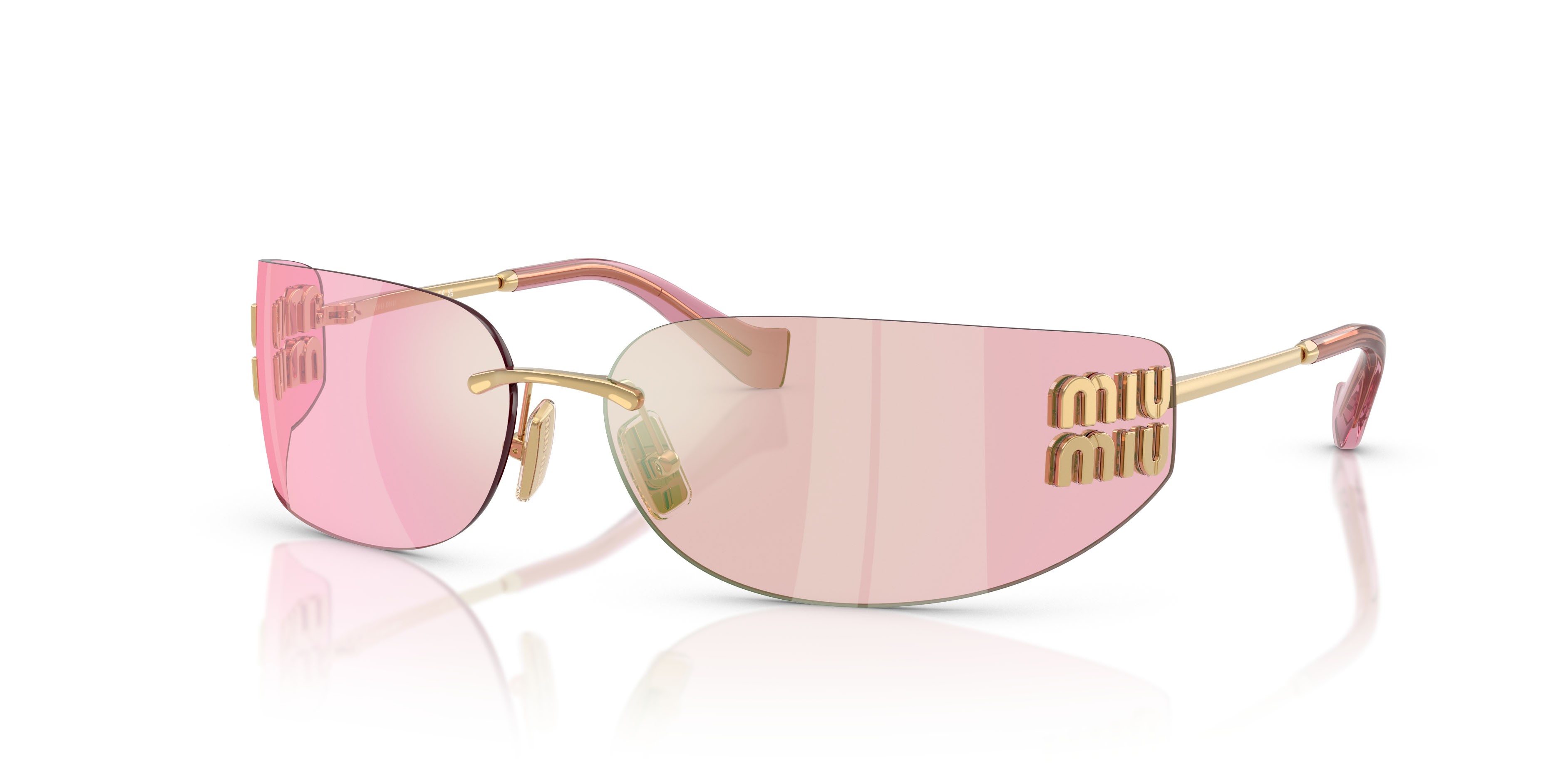 Occhiali da sole Miu Miu MU A51S (5AK90Y) colore oro forma rettangolare lenti infrarosso rosa
