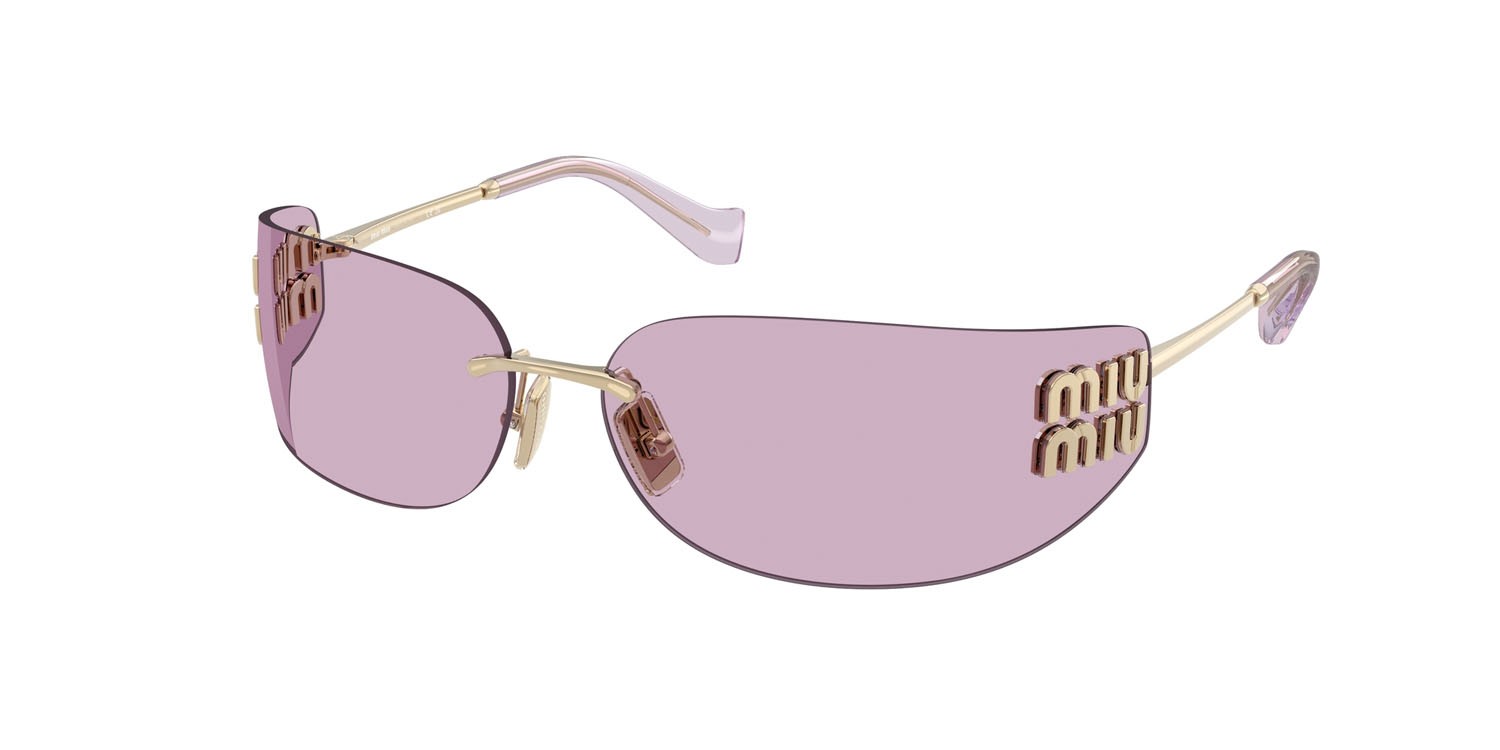 Occhiali da sole Miu Miu MU A51S (ZVN90O) colore oro pallido forma rettangolare lenti rosa