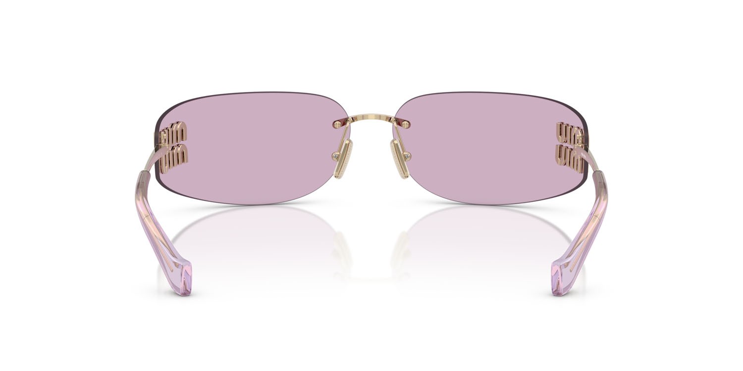 Occhiali da sole Miu Miu MU A51S (ZVN90O) colore oro pallido forma rettangolare lenti rosa