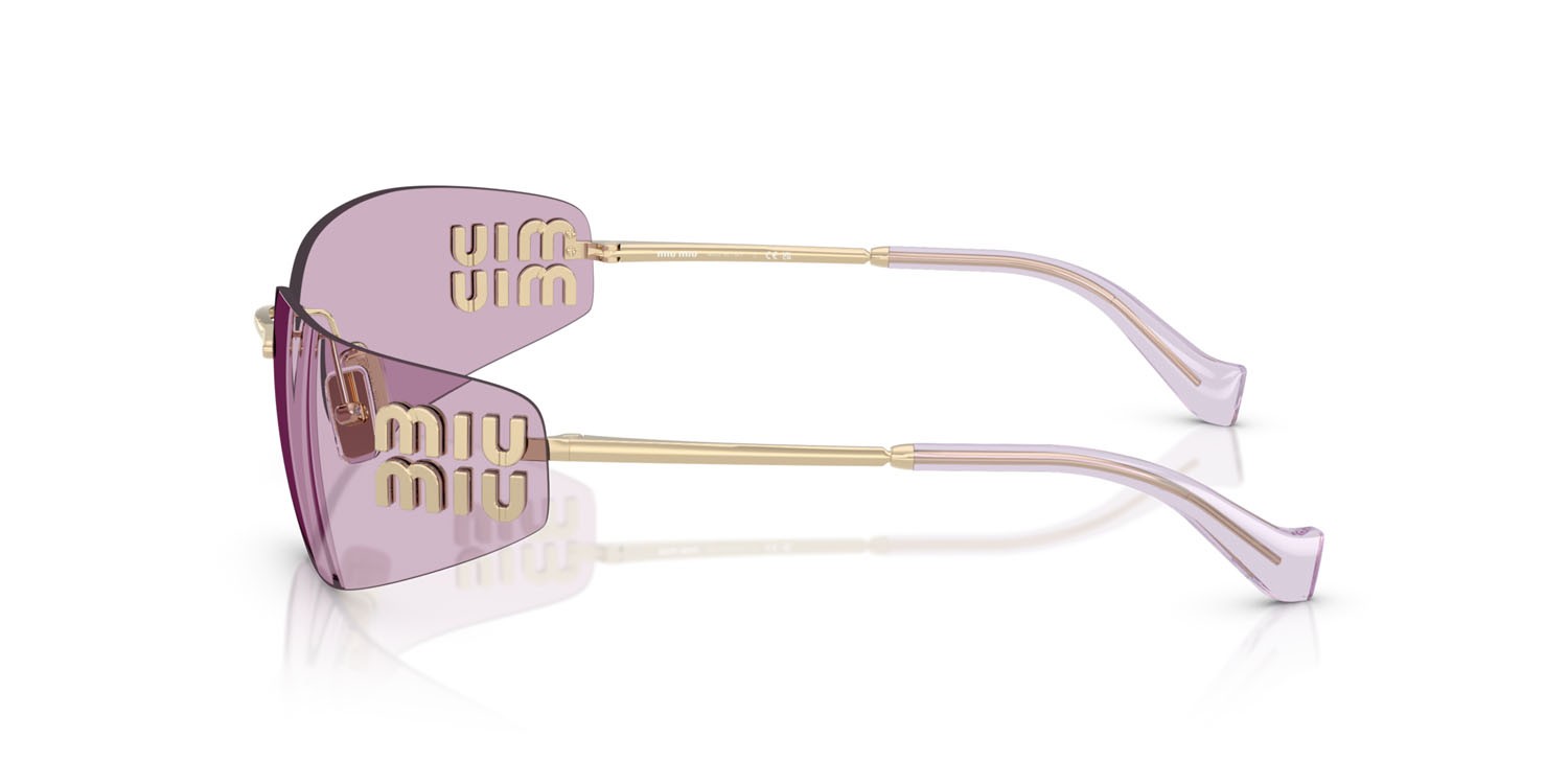 Occhiali da sole Miu Miu MU A51S (ZVN90O) colore oro pallido forma rettangolare lenti rosa