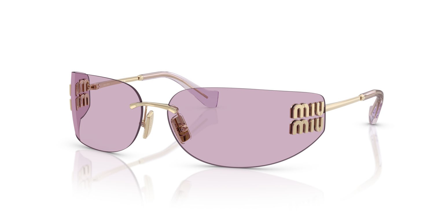 Occhiali da sole Miu Miu MU A51S (ZVN90O) colore oro pallido forma rettangolare lenti rosa