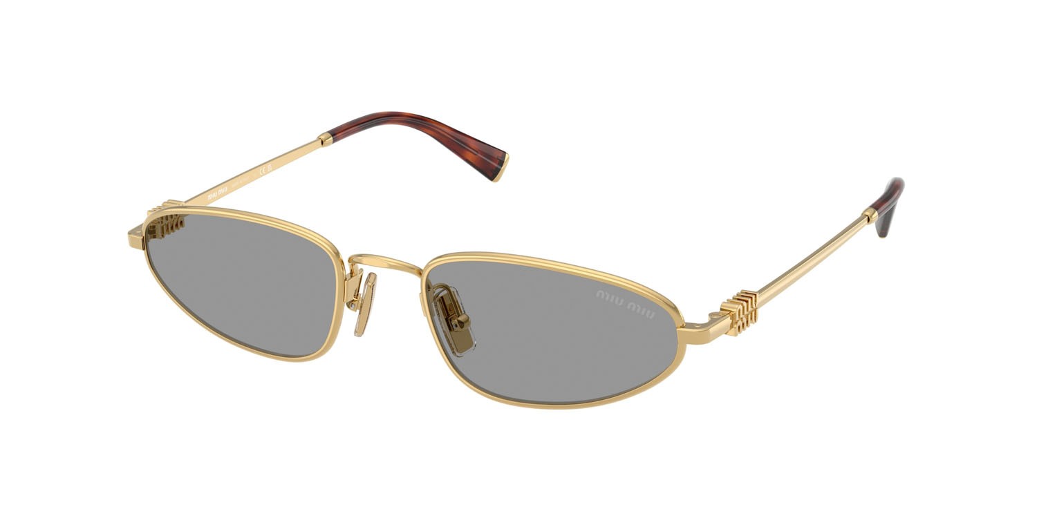 Occhiali da sole Miu Miu MU A52S (5AK40O) colore oro forma irregolare lenti grigio