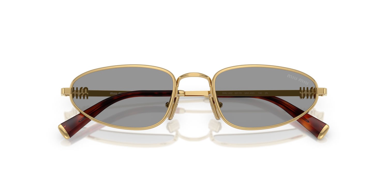 Occhiali da sole Miu Miu MU A52S (5AK40O) colore oro forma irregolare lenti grigio