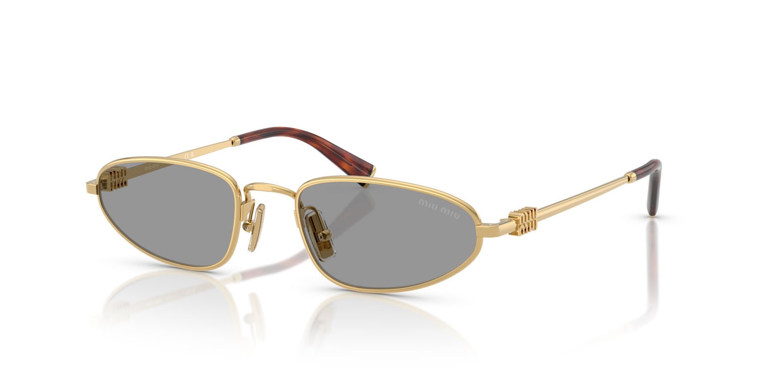 Occhiali da sole Miu Miu MU A52S (5AK40O) colore oro forma irregolare lenti grigio
