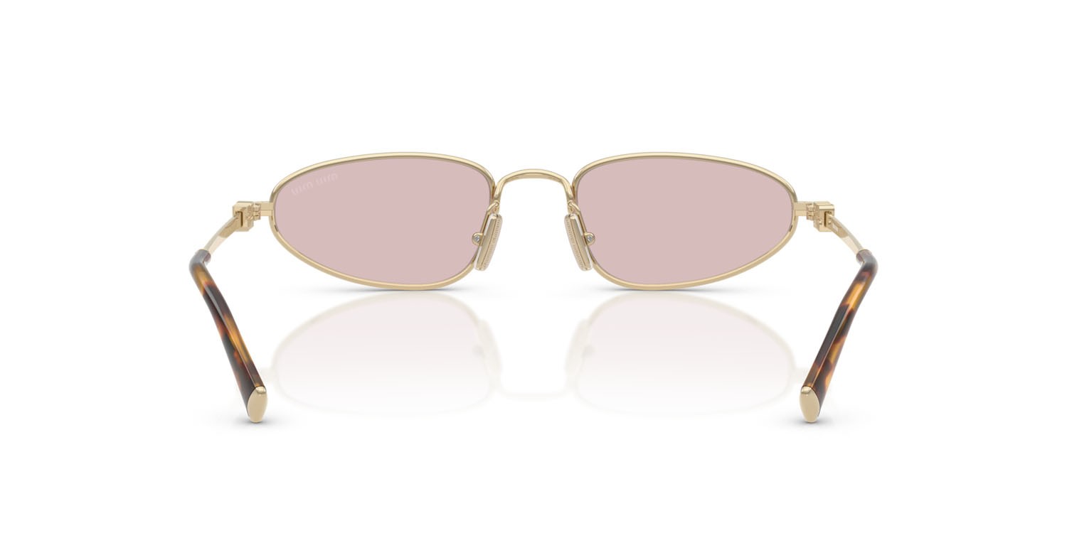 Occhiali da sole Miu Miu MU A52S (ZVN4I0) colore oro pallido forma irregolare lenti rosa