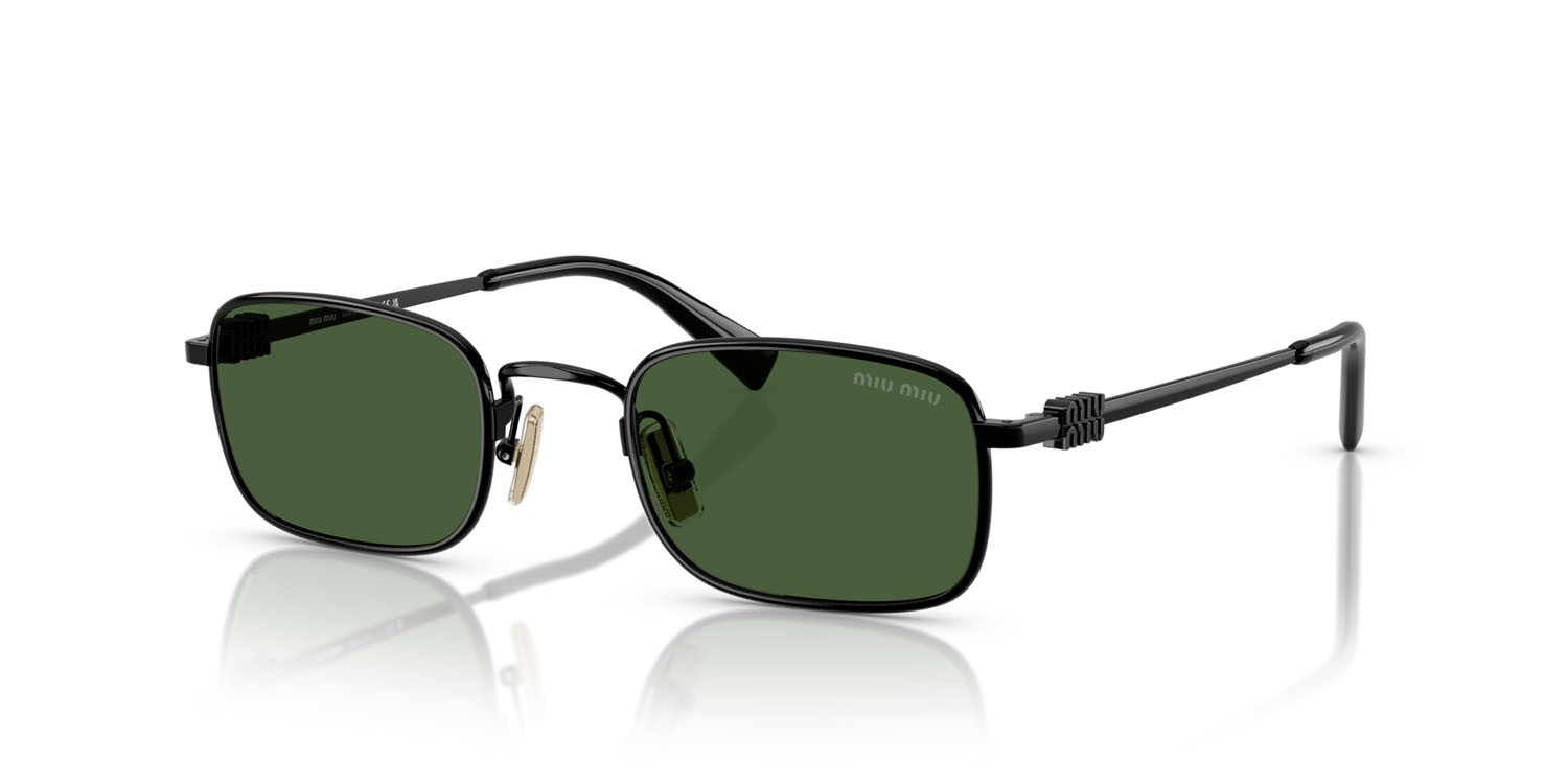 Occhiali da sole Miu Miu MU A53S (1AB1I0) colore nero forma rettangolare lenti verde scuro
