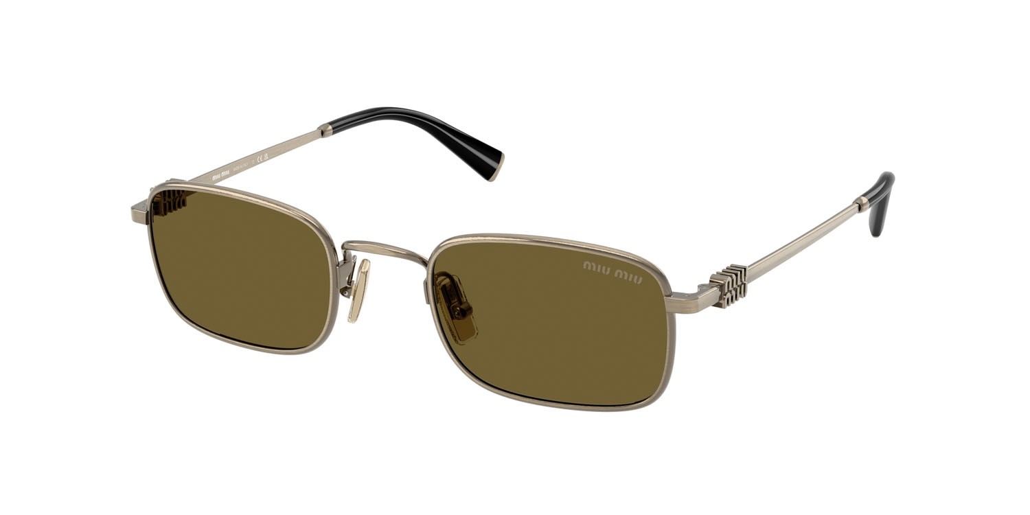 Occhiali da sole Miu Miu MU A53S (26C09Z) colore old gold forma rettangolare lenti marrone scuro