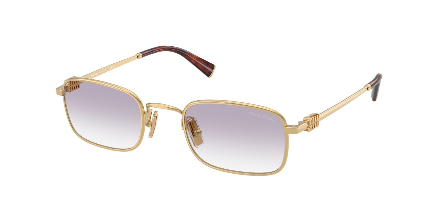 Occhiali da sole Miu Miu MU A53S (5AK04O) colore oro forma rettangolare lenti trasparente sfumato grigio scuro