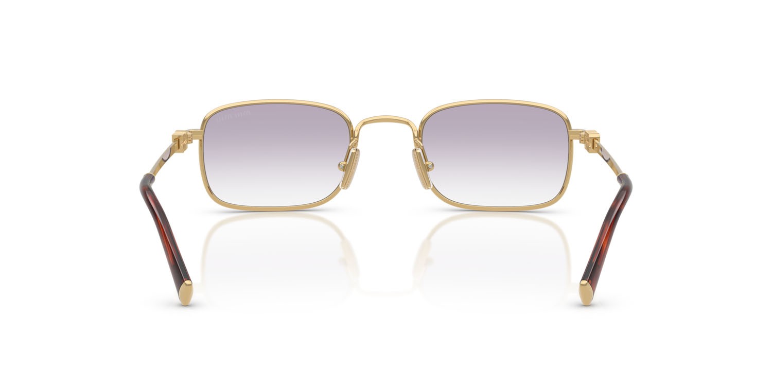 Occhiali da sole Miu Miu MU A53S (5AK04O) colore oro forma rettangolare lenti trasparente sfumato grigio scuro