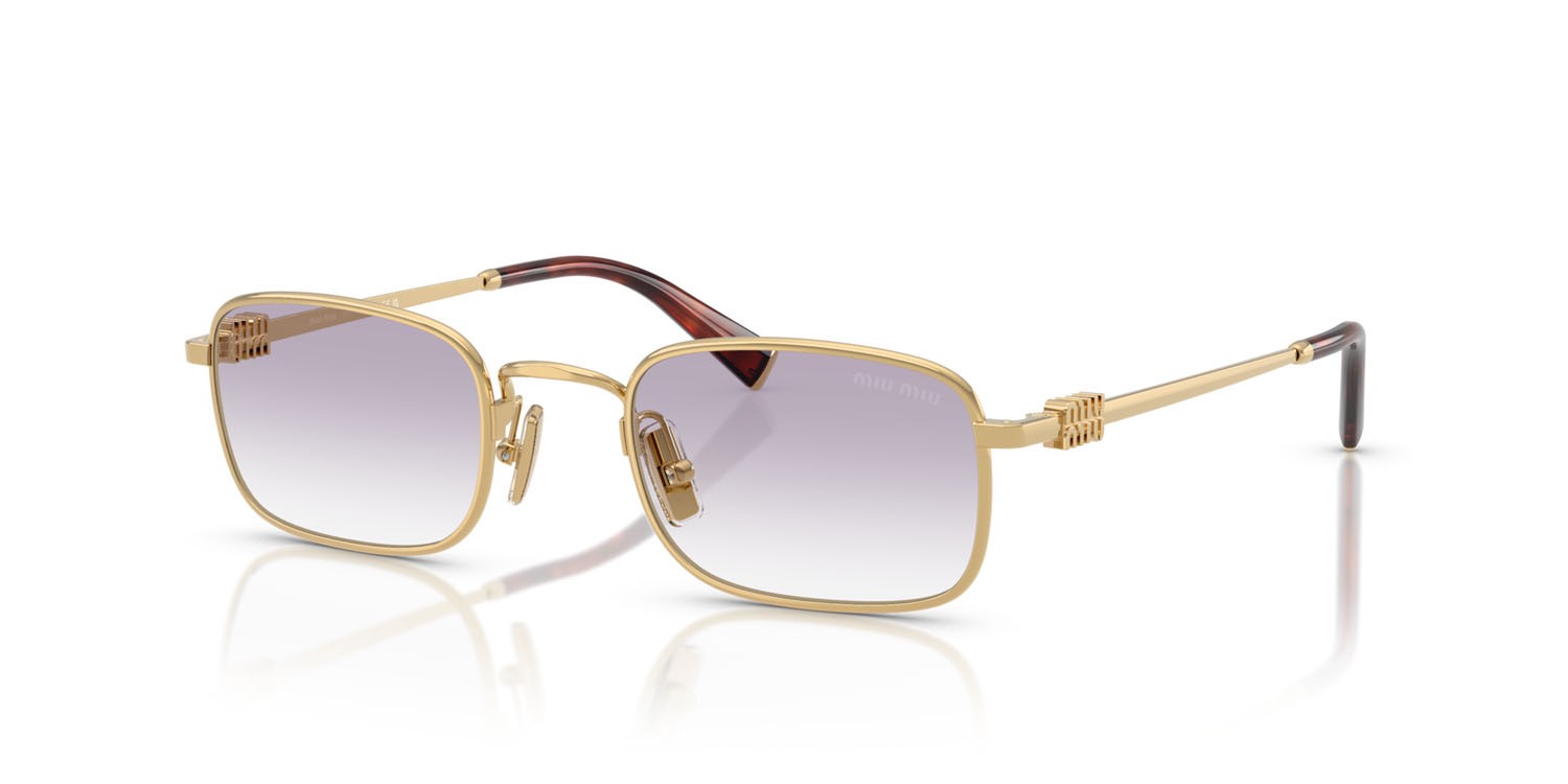 Occhiali da sole Miu Miu MU A53S (5AK04O) colore oro forma rettangolare lenti trasparente sfumato grigio scuro