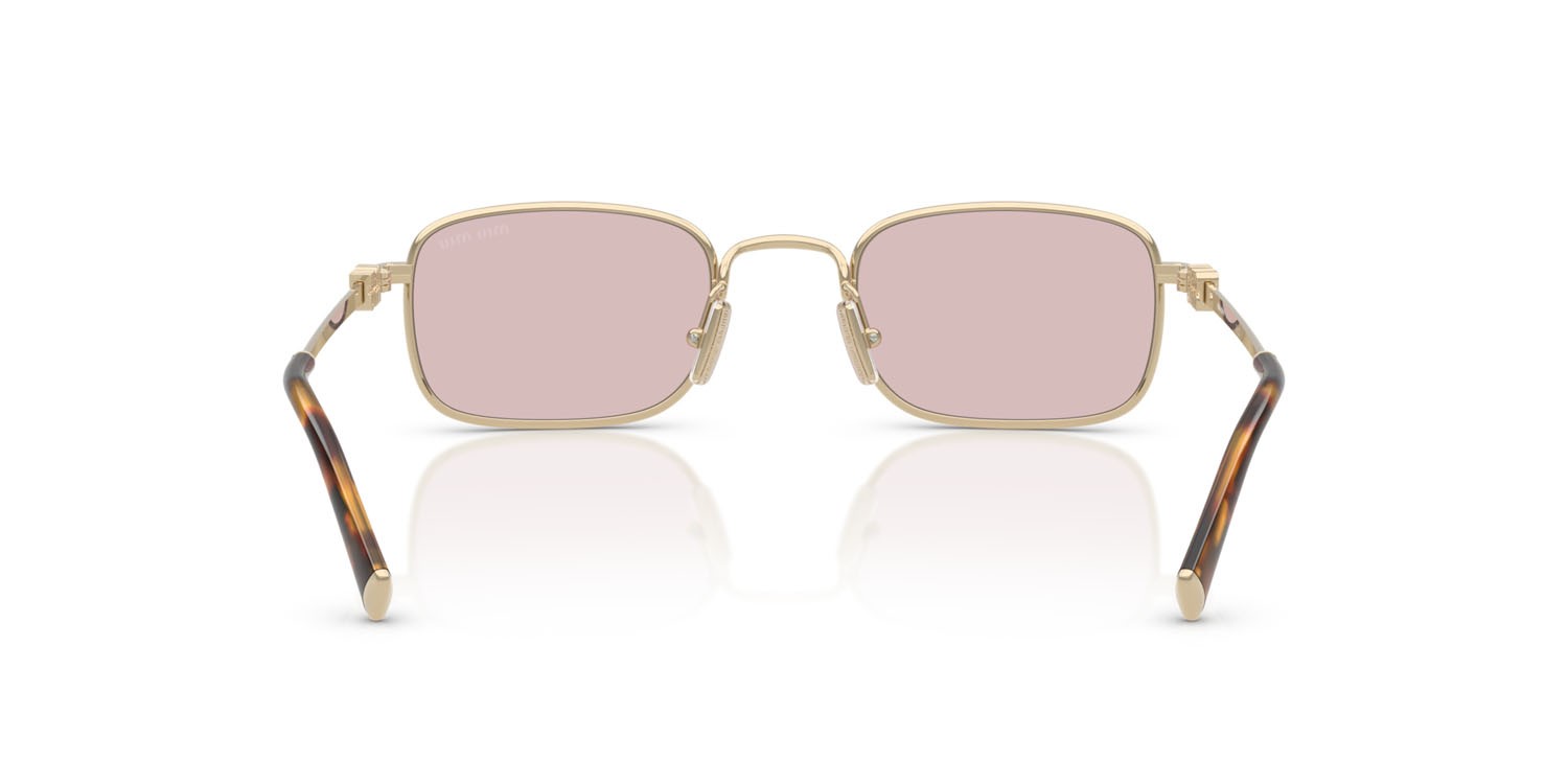 Occhiali da sole Miu Miu MU A53S (ZVN4I0) colore oro pallido forma rettangolare lenti rosa