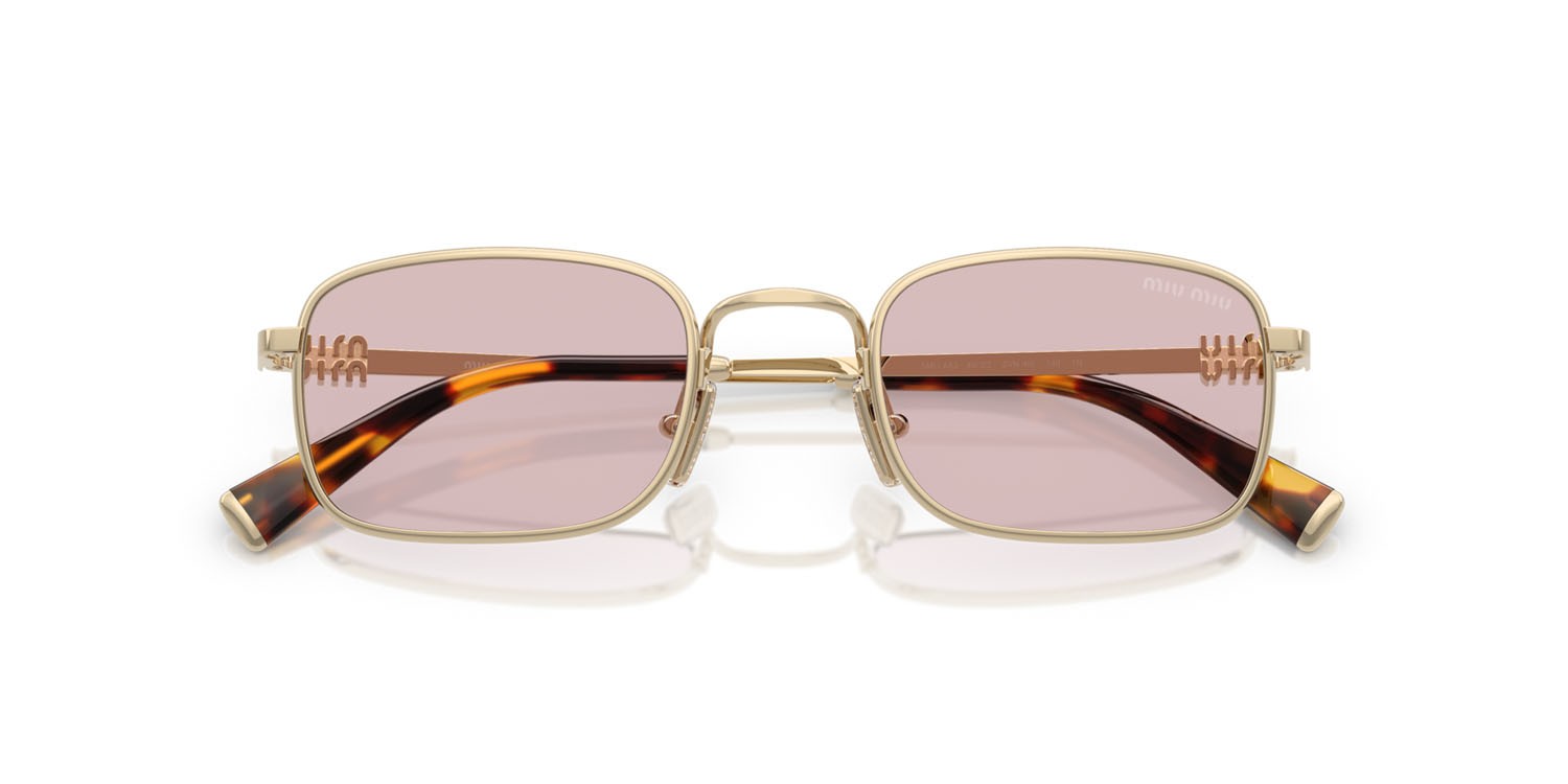 Occhiali da sole Miu Miu MU A53S (ZVN4I0) colore oro pallido forma rettangolare lenti rosa