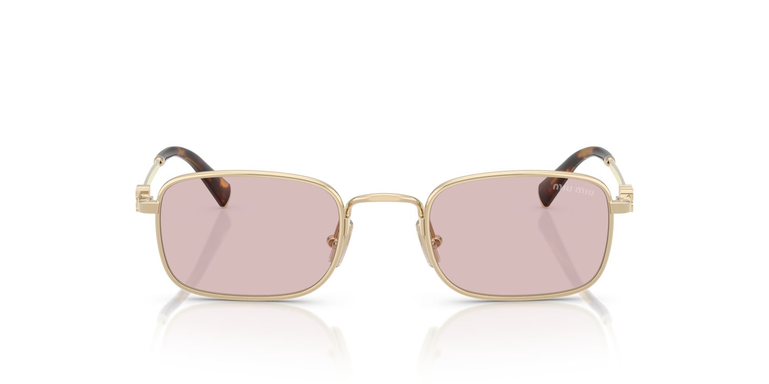 Occhiali da sole Miu Miu MU A53S (ZVN4I0) colore oro pallido forma rettangolare lenti rosa