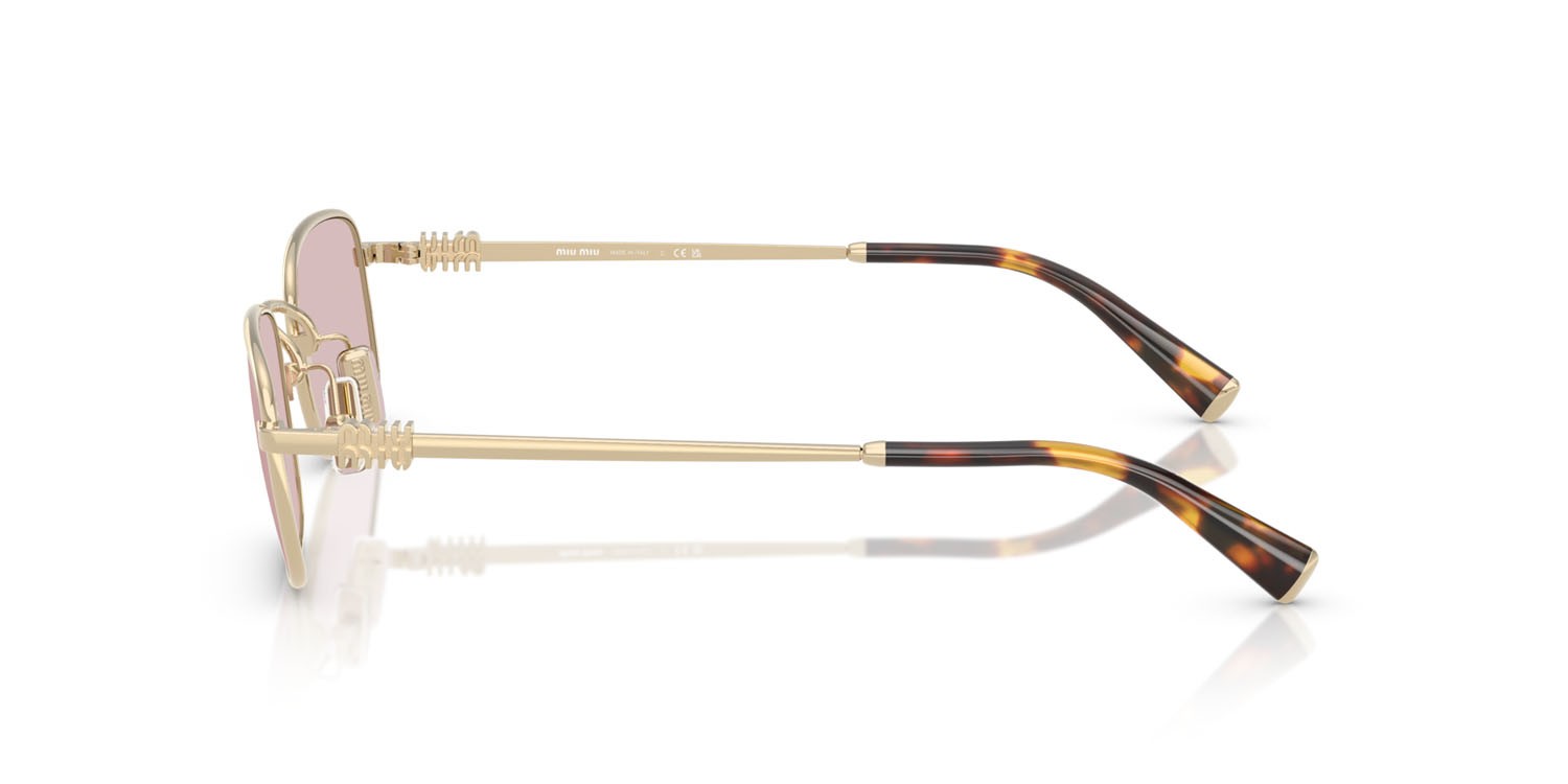 Occhiali da sole Miu Miu MU A53S (ZVN4I0) colore oro pallido forma rettangolare lenti rosa