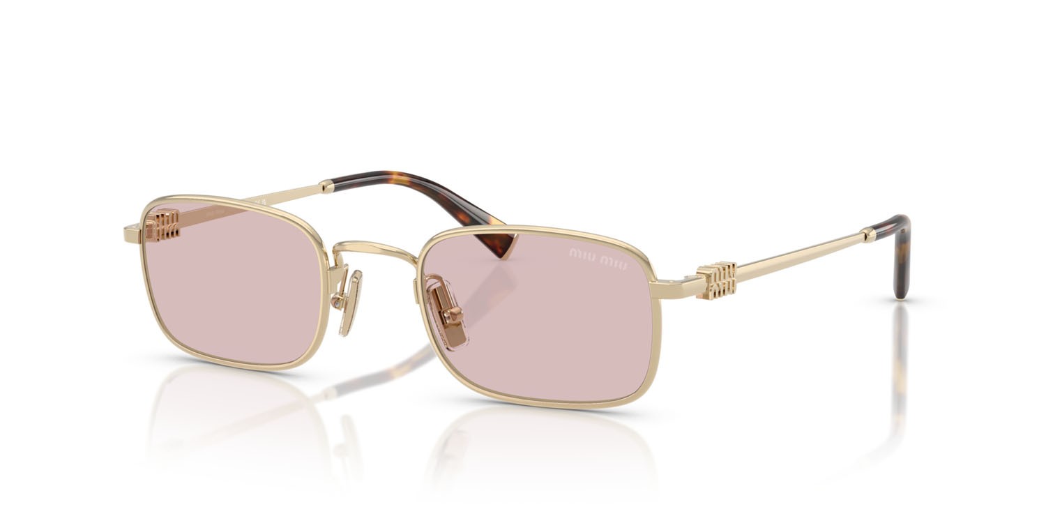 Occhiali da sole Miu Miu MU A53S (ZVN4I0) colore oro pallido forma rettangolare lenti rosa