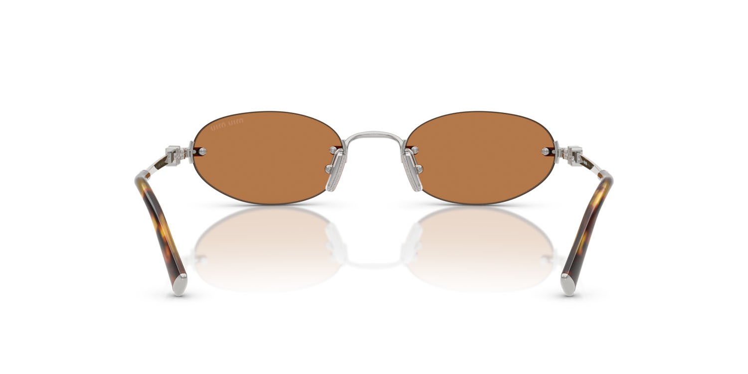 Occhiali da sole Miu Miu MU A54S (1BC90Q) colore argento forma ovale lenti marrone