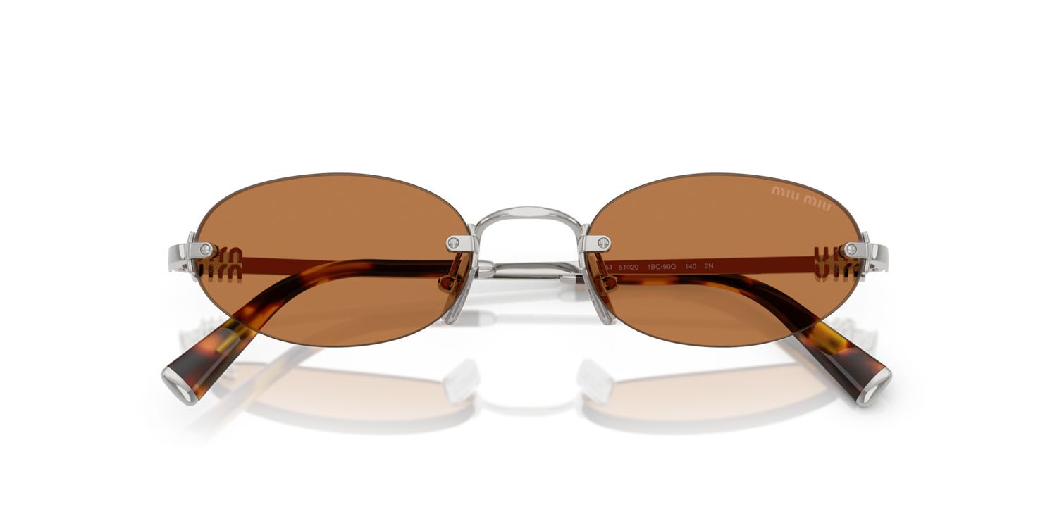 Occhiali da sole Miu Miu MU A54S (1BC90Q) colore argento forma ovale lenti marrone