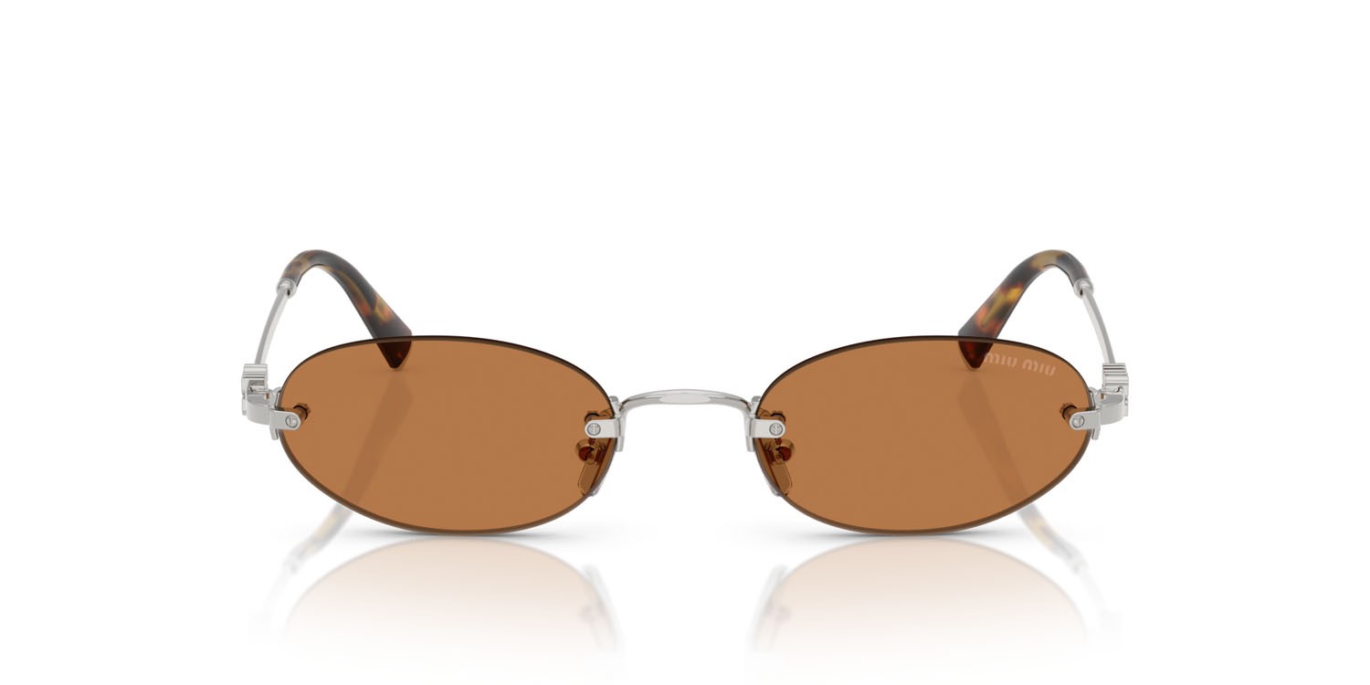 Occhiali da sole Miu Miu MU A54S (1BC90Q) colore argento forma ovale lenti marrone