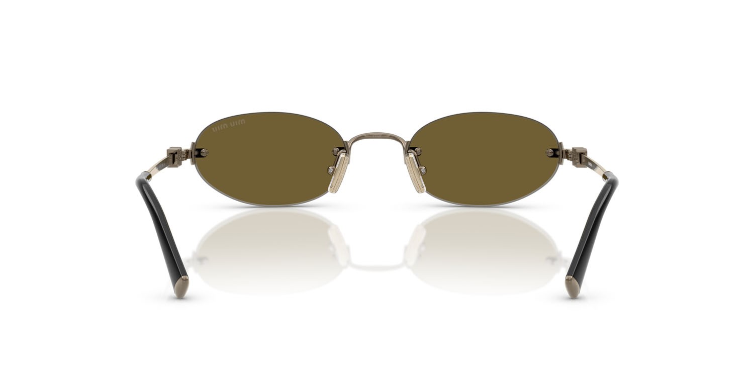 Occhiali da sole Miu Miu MU A54S (26C09Z) colore old gold forma ovale lenti marrone scuro
