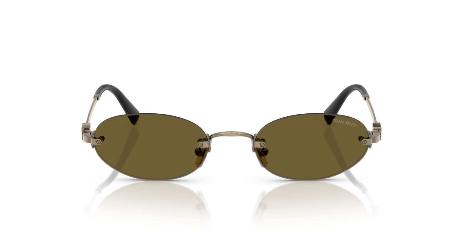 Occhiali da sole Miu Miu MU A54S (26C09Z) colore old gold forma ovale lenti marrone scuro