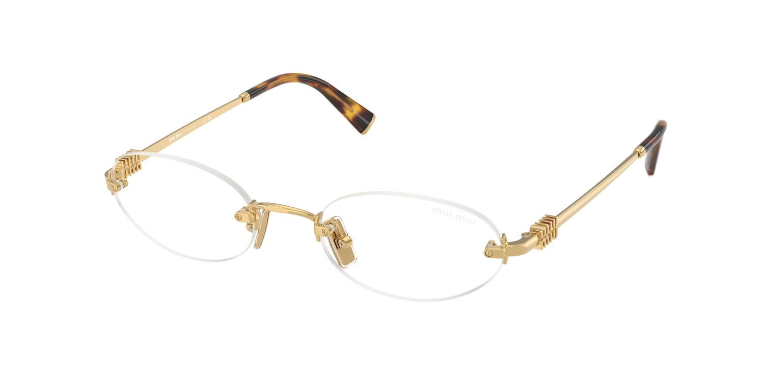 Occhiali da sole Miu Miu MU A54S (5AK08N) colore oro forma ovale lenti trasparente con filtro anti luce blu