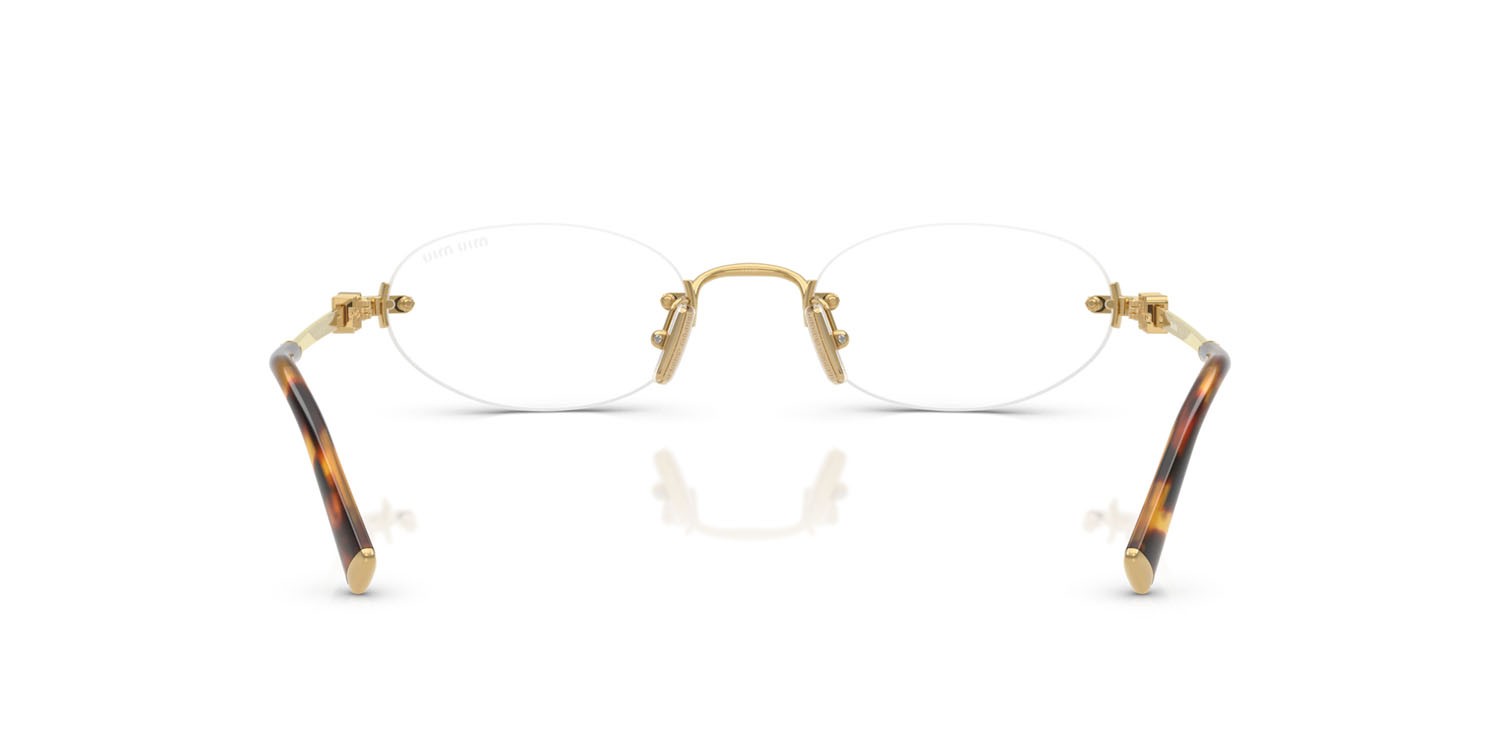 Occhiali da sole Miu Miu MU A54S (5AK08N) colore oro forma ovale lenti trasparente con filtro anti luce blu